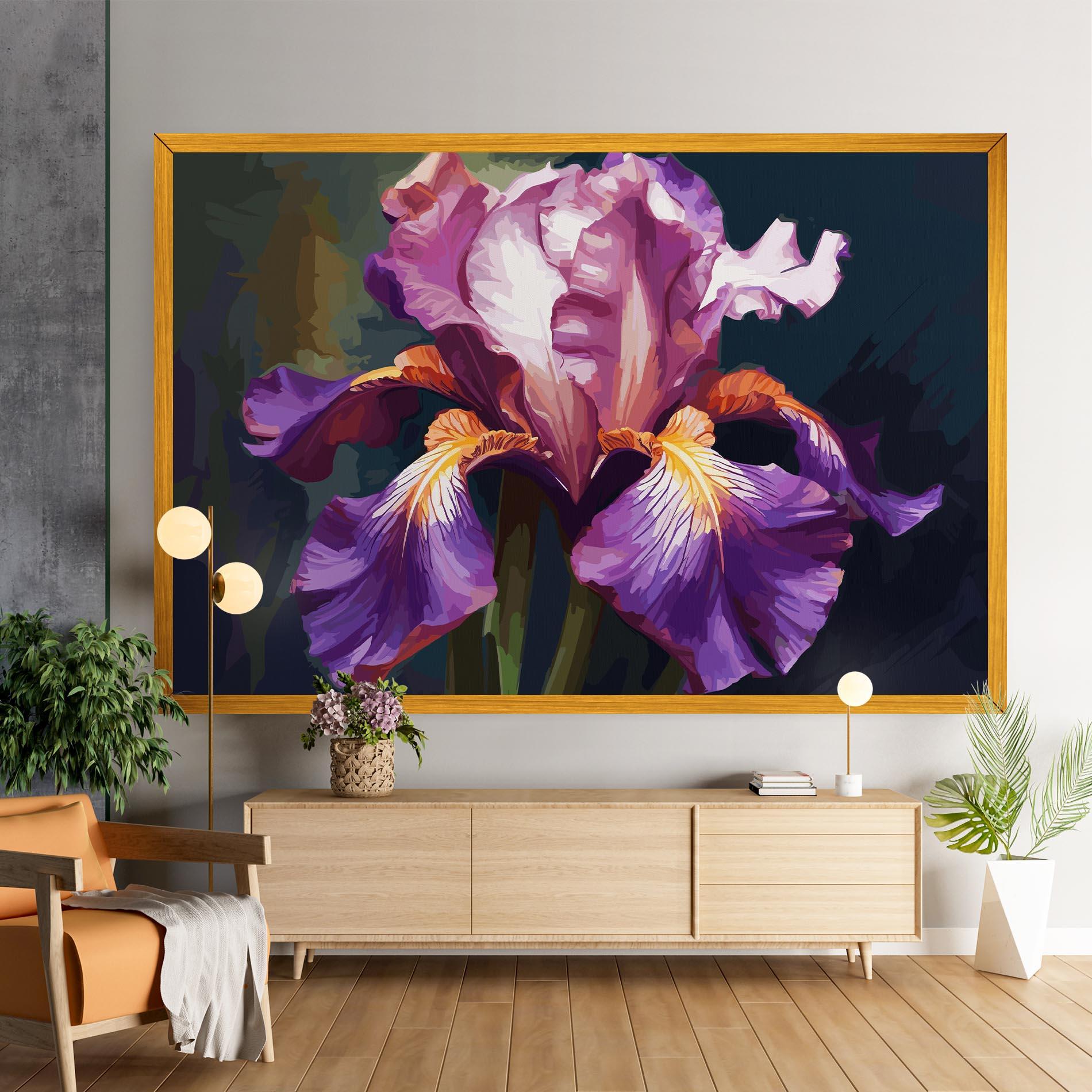 Leinwandbild Purple Orange Iris Art mockup 9