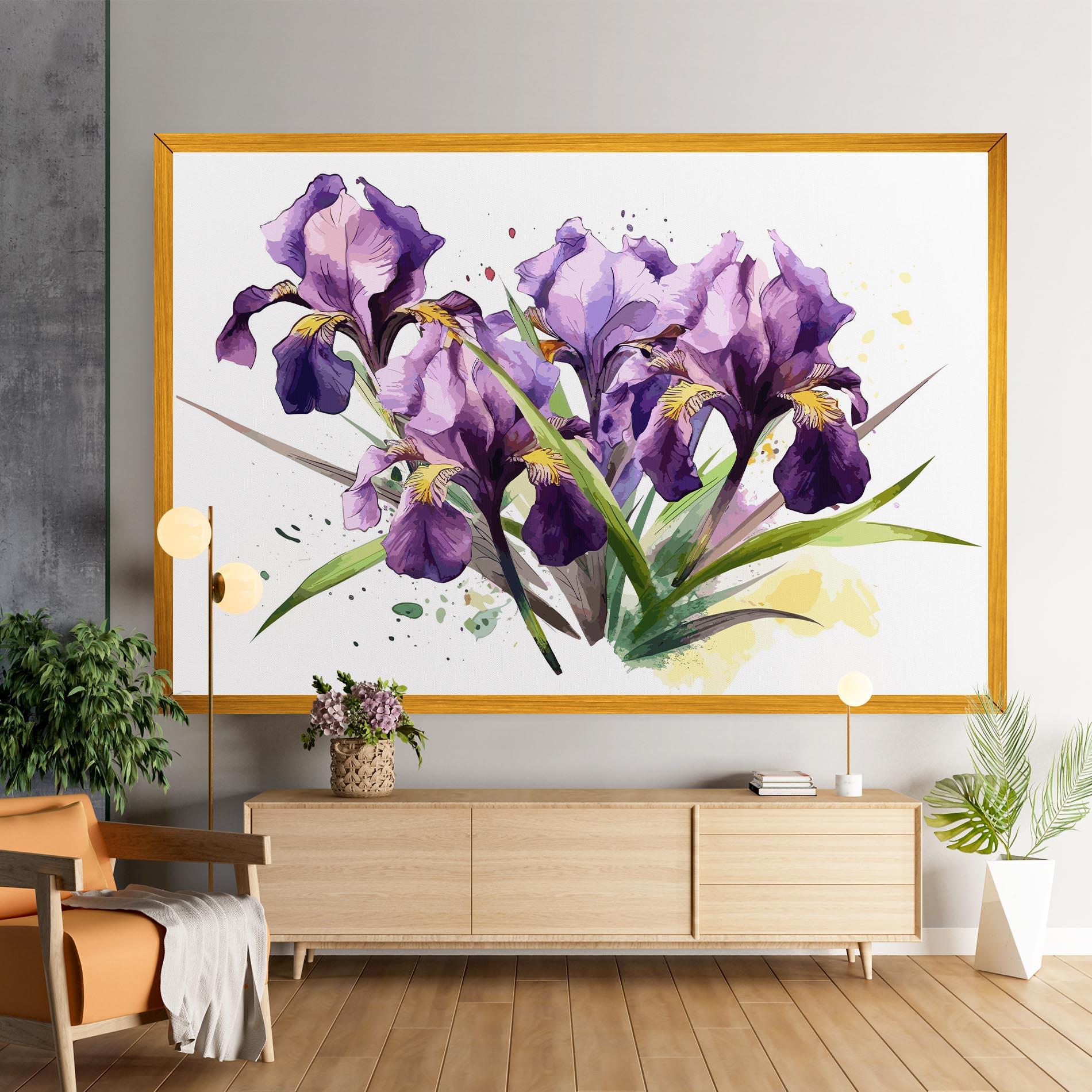 Leinwandbild Watercolor Purple Iris mockup 9