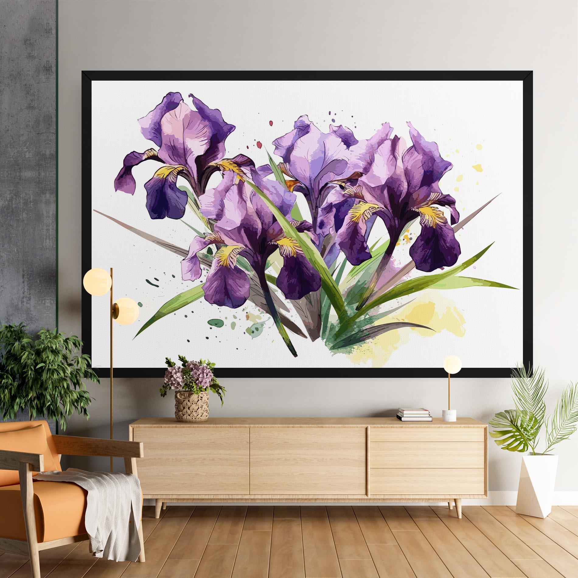 Leinwandbild Watercolor Purple Iris mockup 9