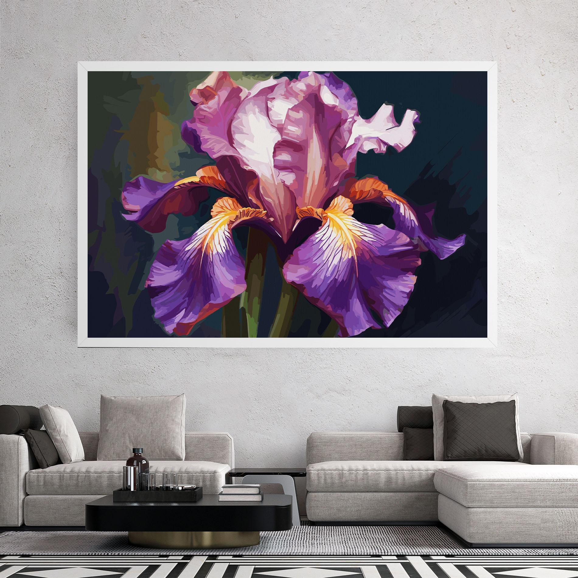 Leinwandbild Purple Orange Iris Art mockup 2