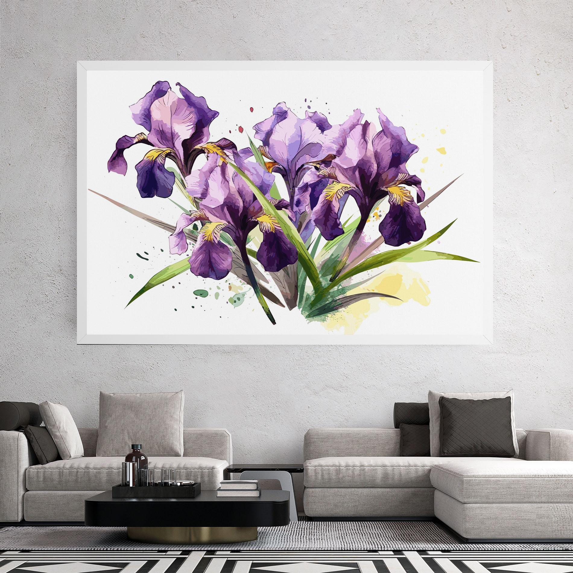 Leinwandbild Watercolor Purple Iris mockup 2