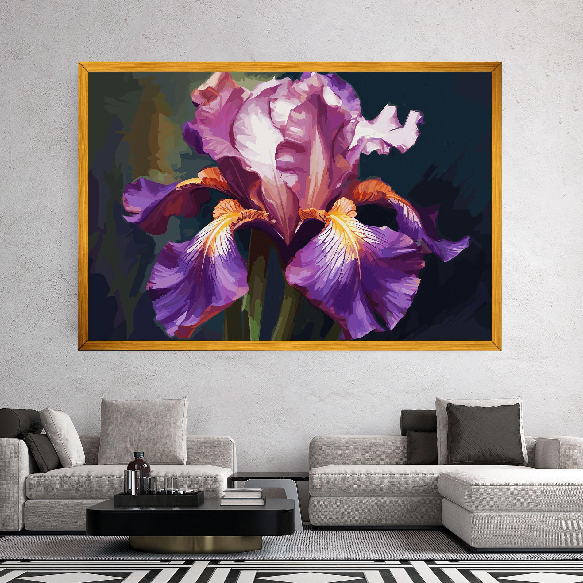 Leinwandbild Purple Orange Iris Art mockup 2