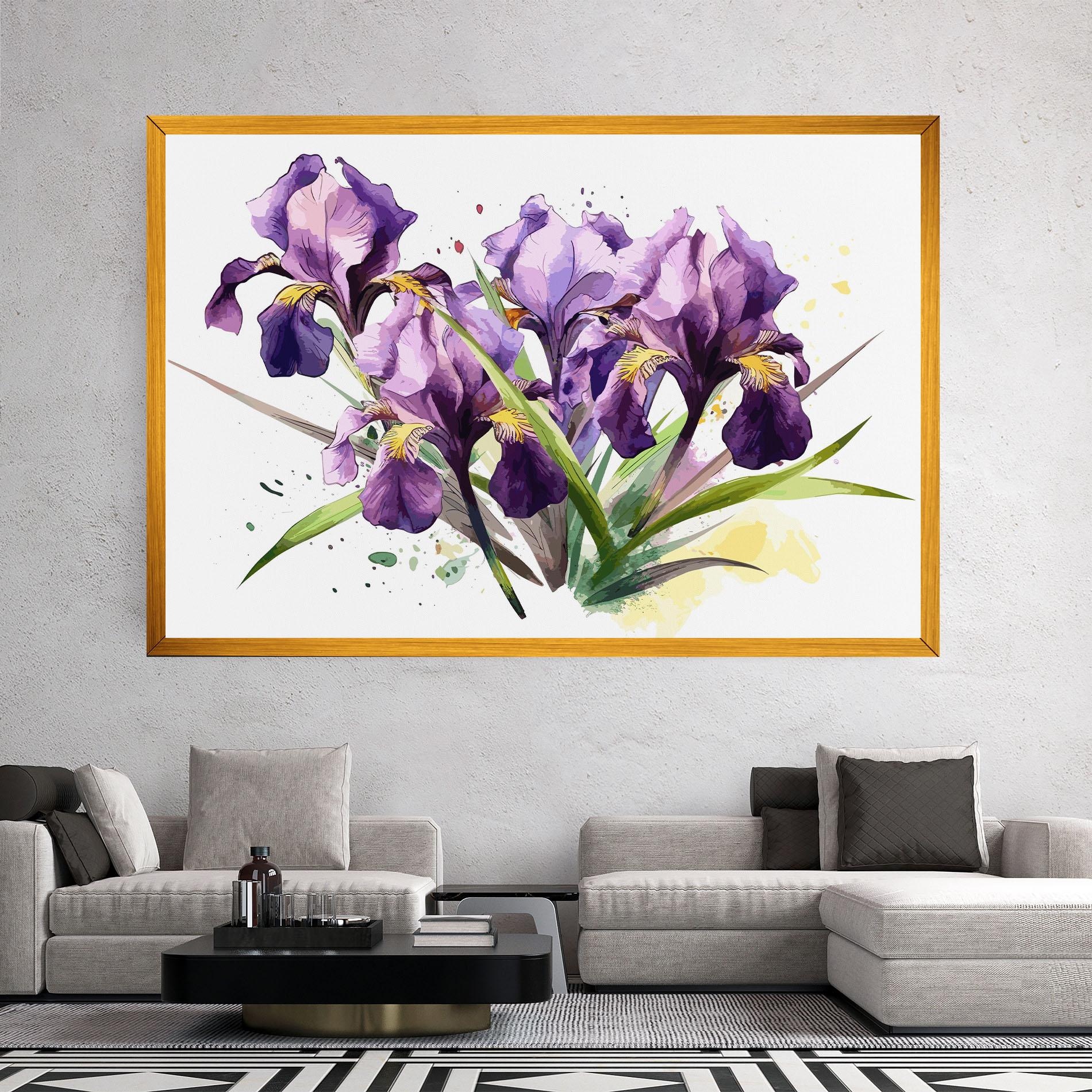 Leinwandbild Watercolor Purple Iris mockup 2
