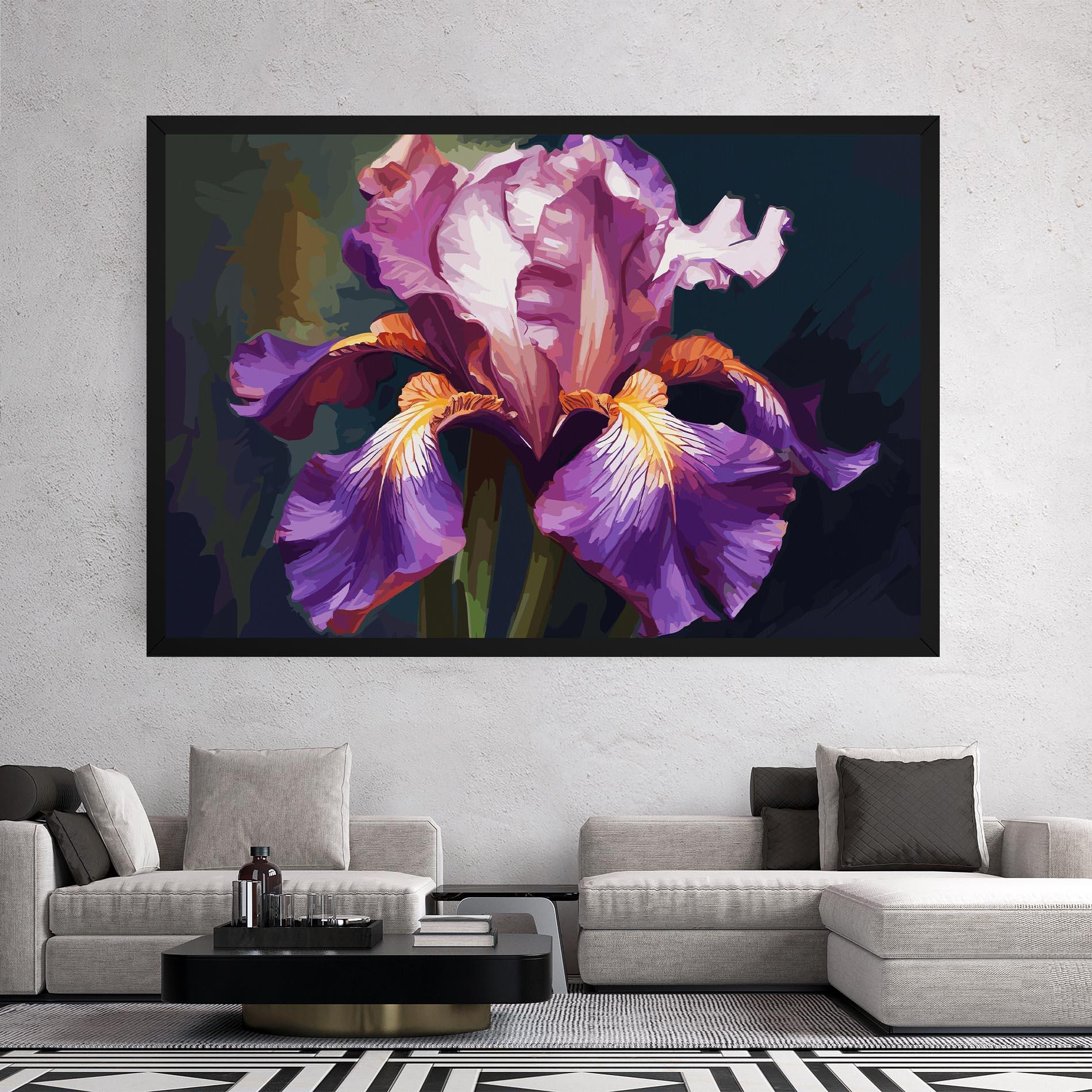 Leinwandbild Purple Orange Iris Art mockup 2