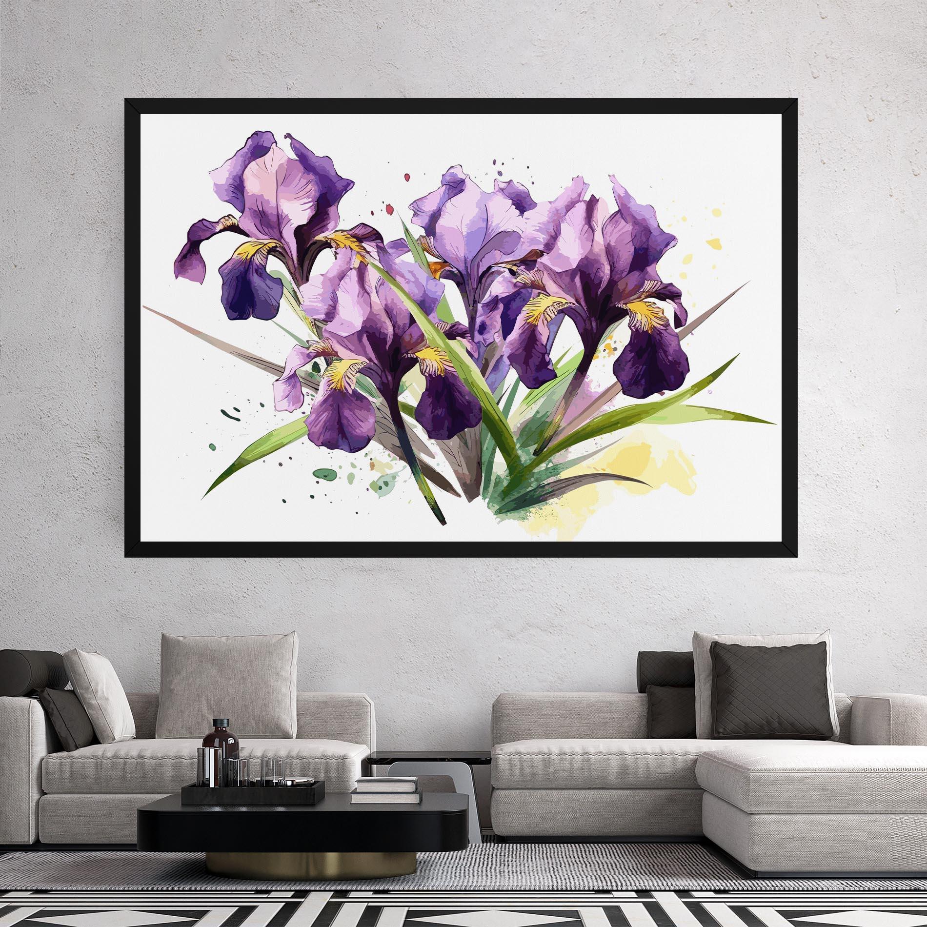 Leinwandbild Watercolor Purple Iris mockup 2
