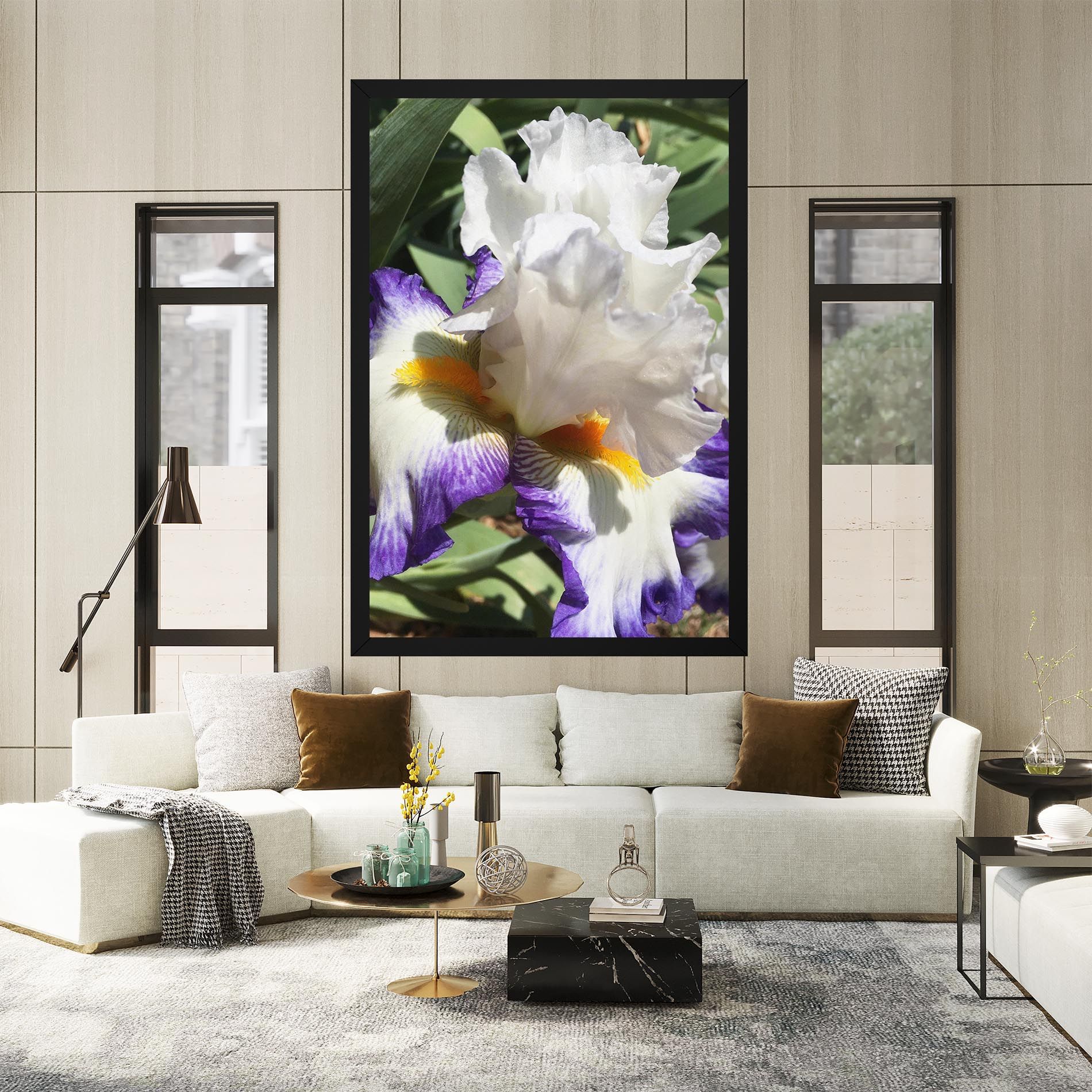 Garden White Purple Irirs mockup 2