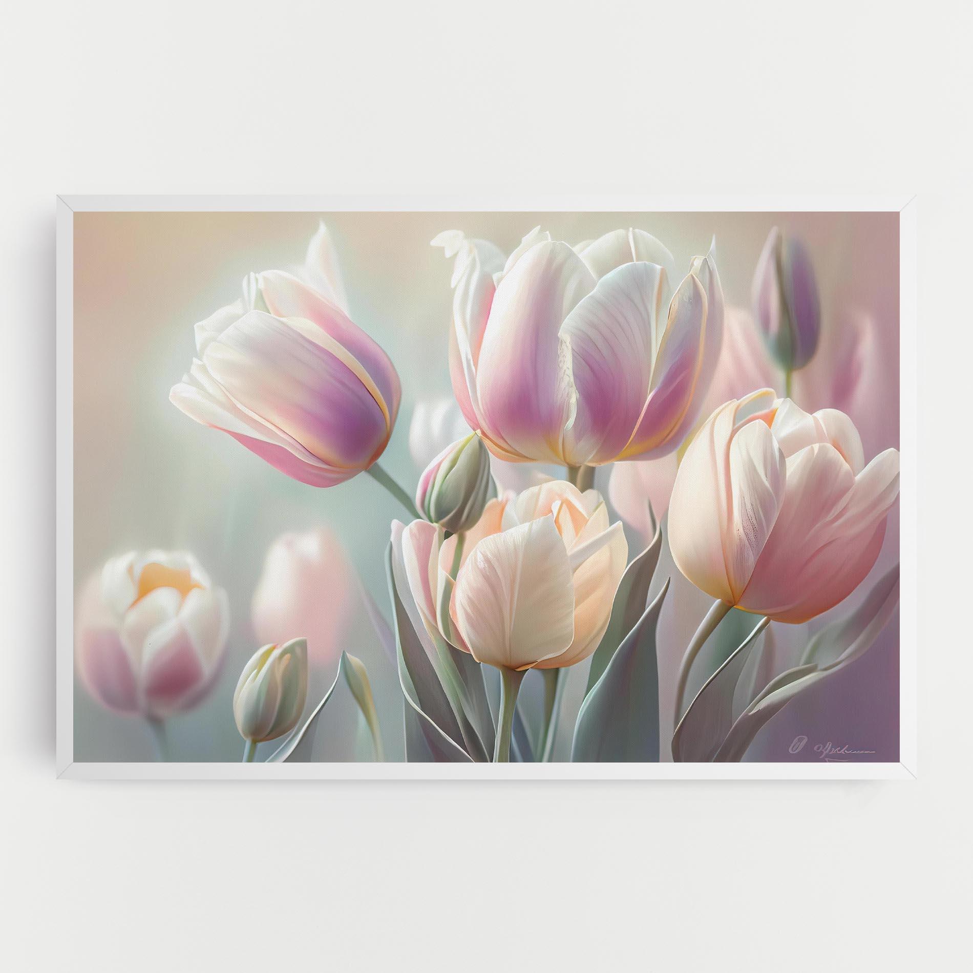 Leinwandbild Dreamy White Tulips mockup 0