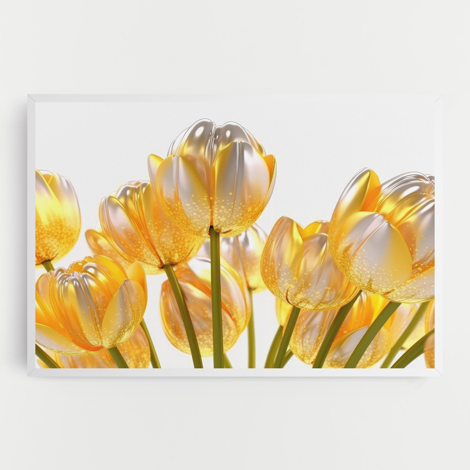 Leinwandbild Gold White Tulips mockup 0