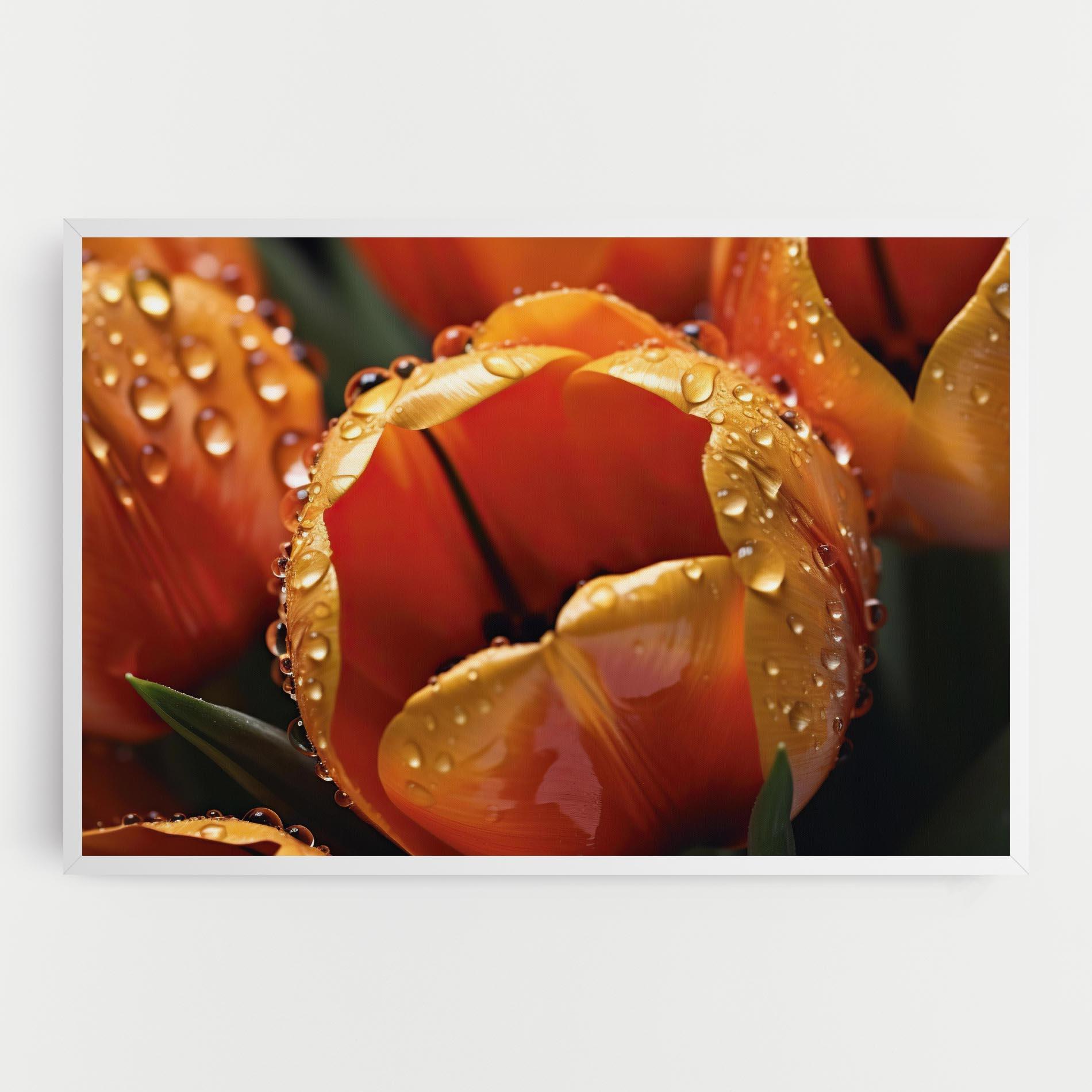Leinwandbild Orange Tulip Water Drops mockup 0
