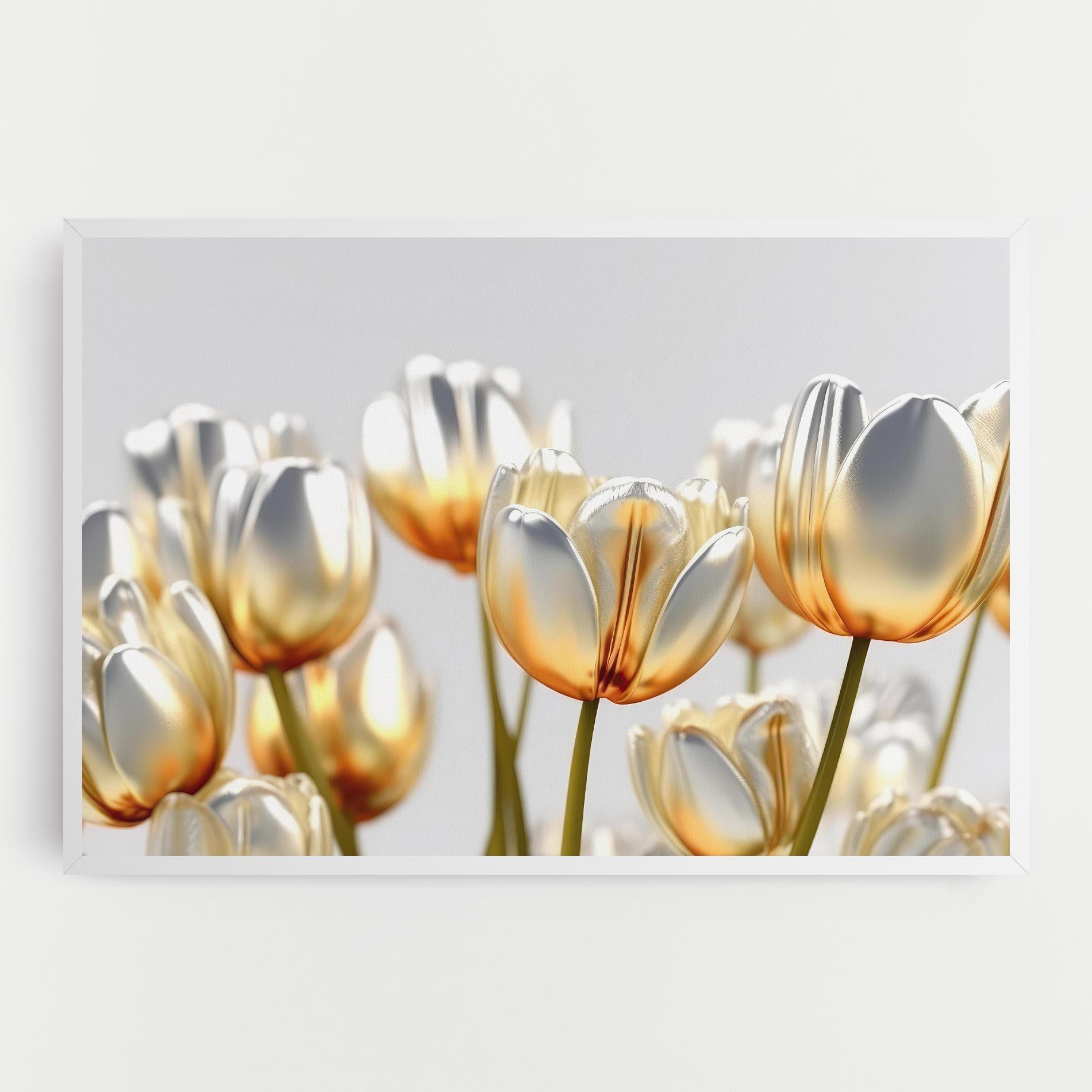 Leinwandbild White Golden Tulips mockup 0