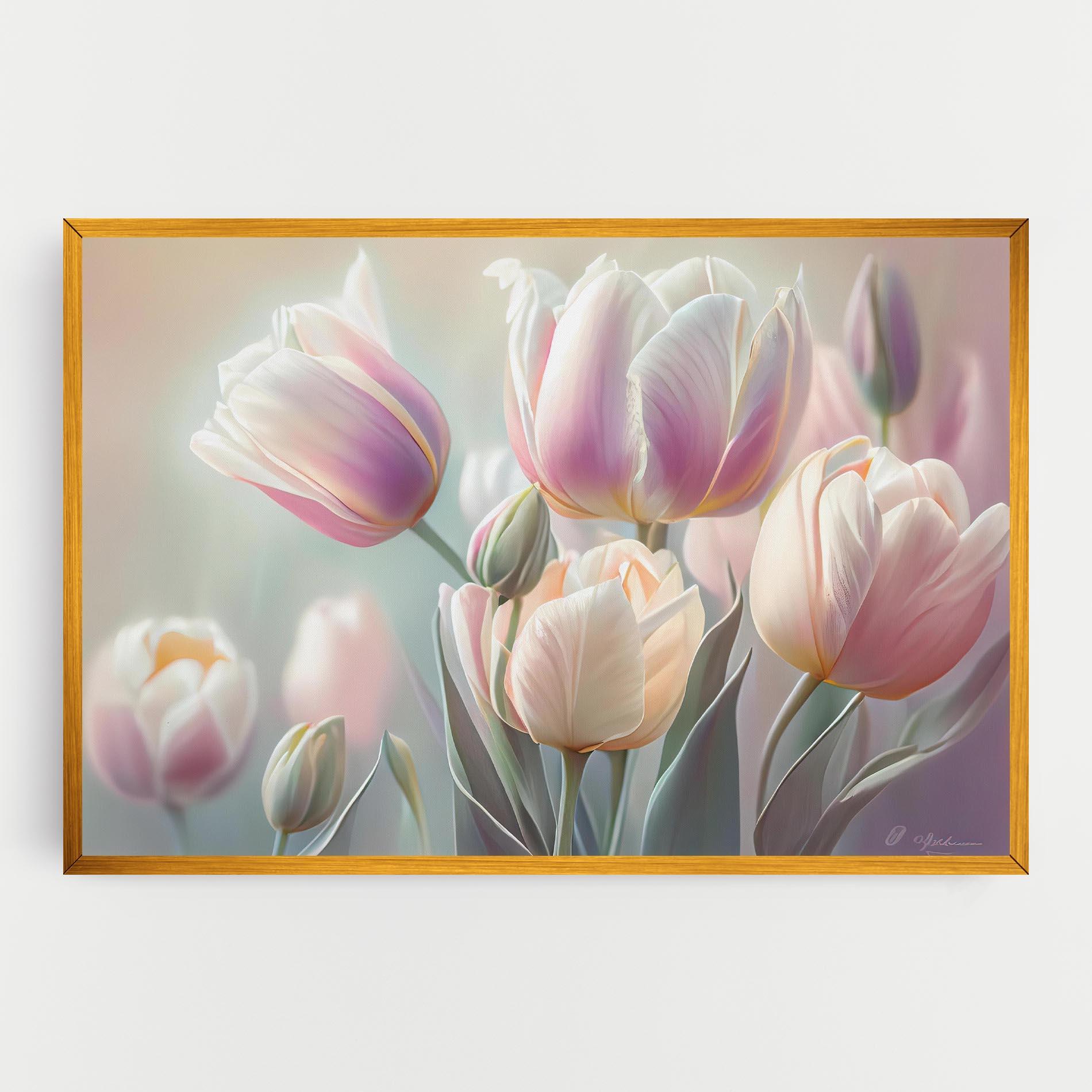 Leinwandbild Dreamy White Tulips mockup 0