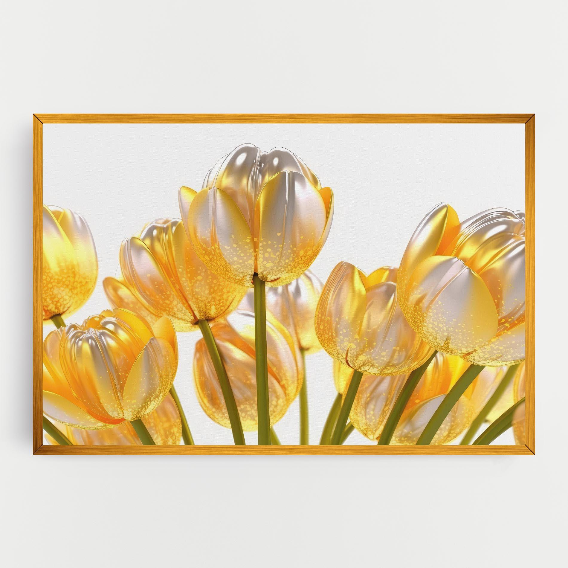 Leinwandbild Gold White Tulips mockup 0