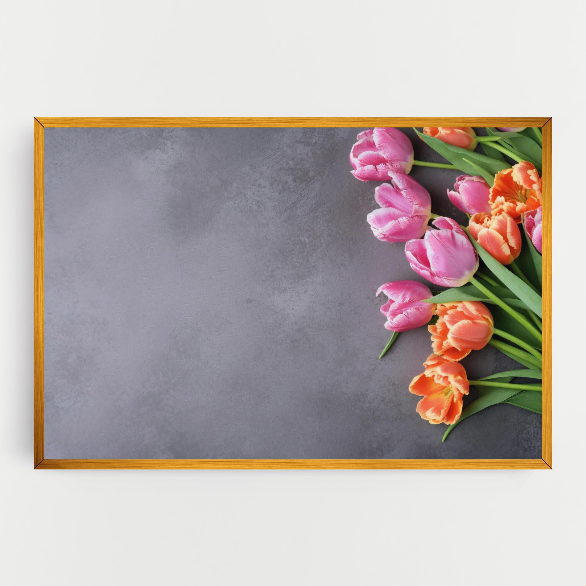 Leinwandbild Light Orange Pink Tulips mockup 0