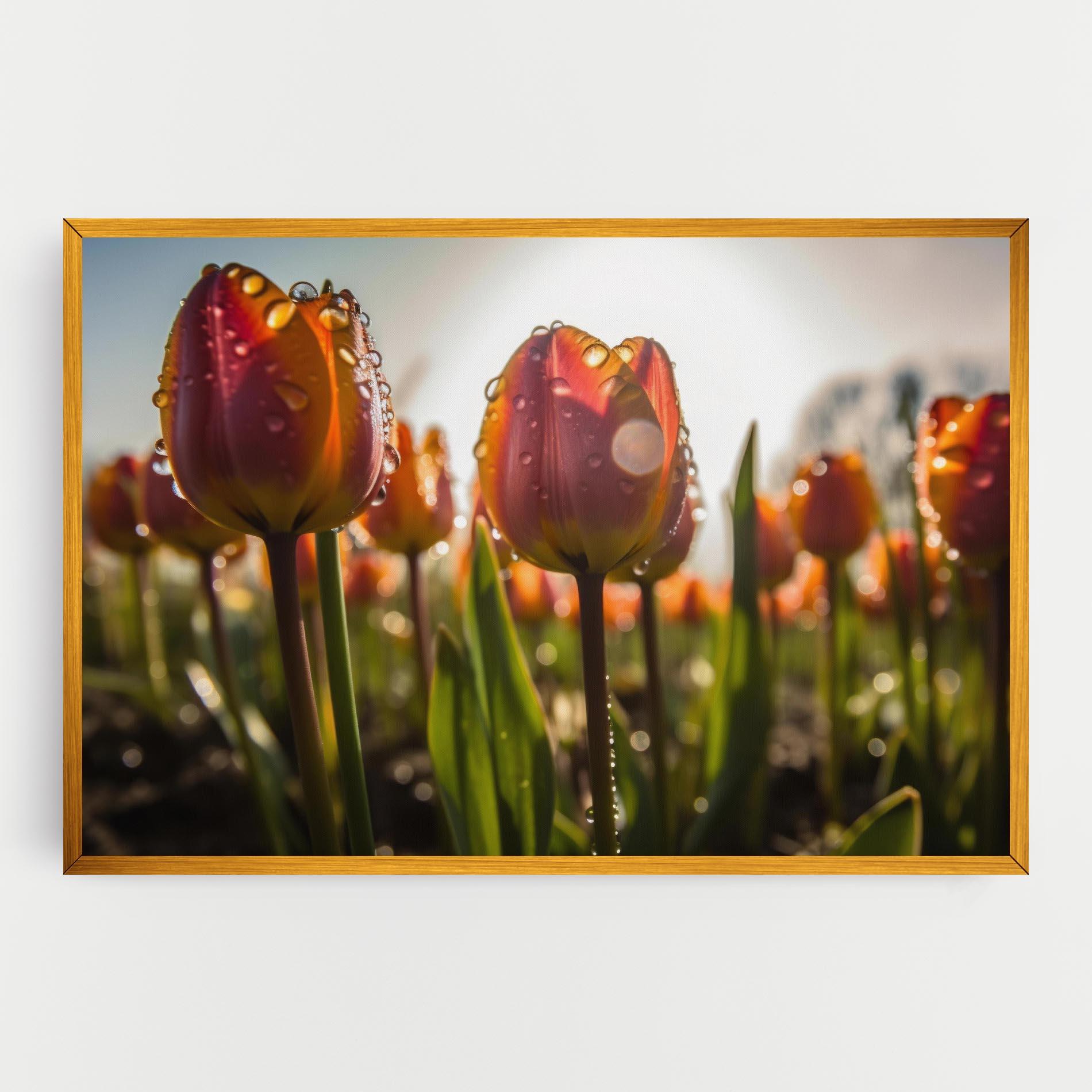 Leinwandbild Orange Tulips After Rain mockup 0