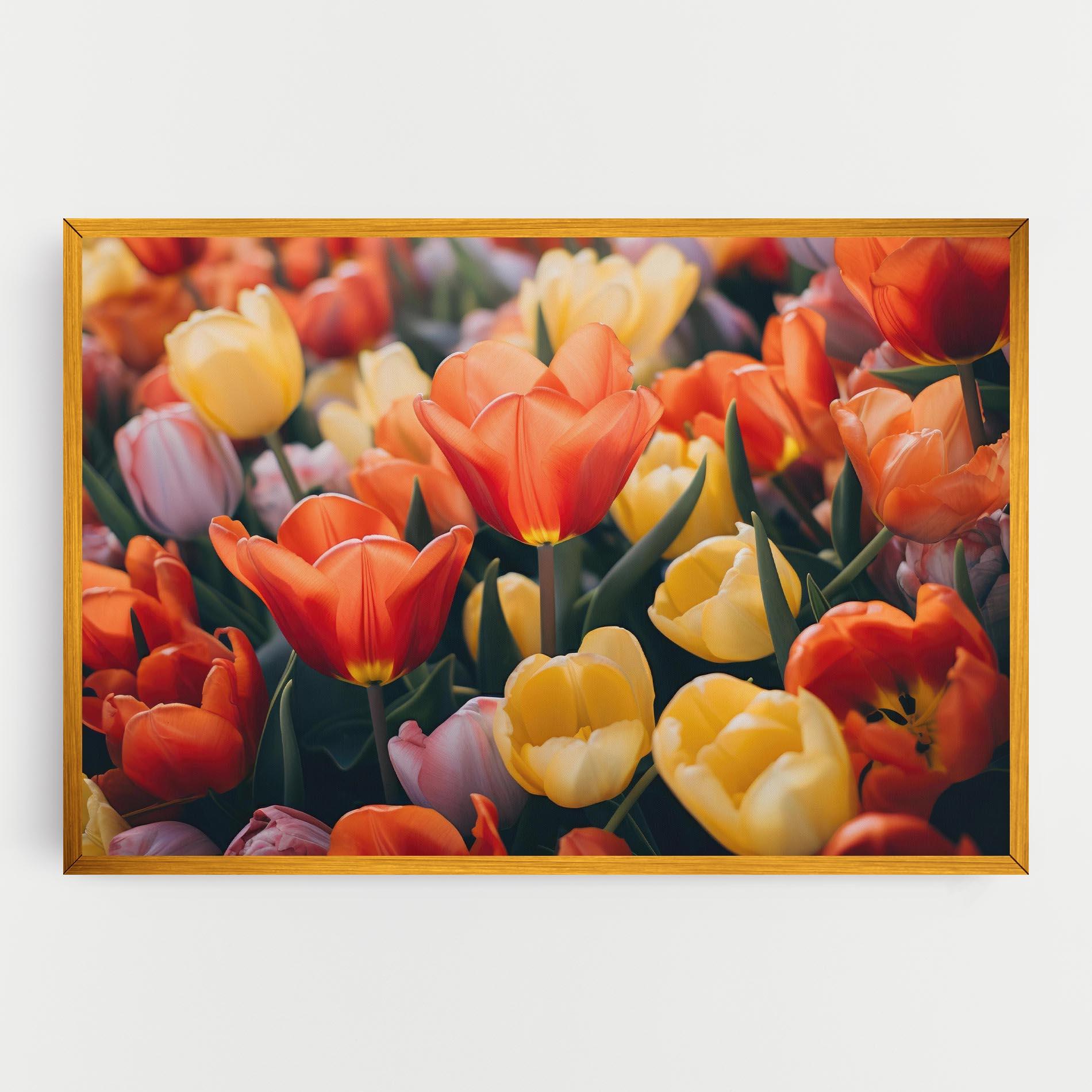 Leinwandbild Orange Yellow Tulips mockup 0