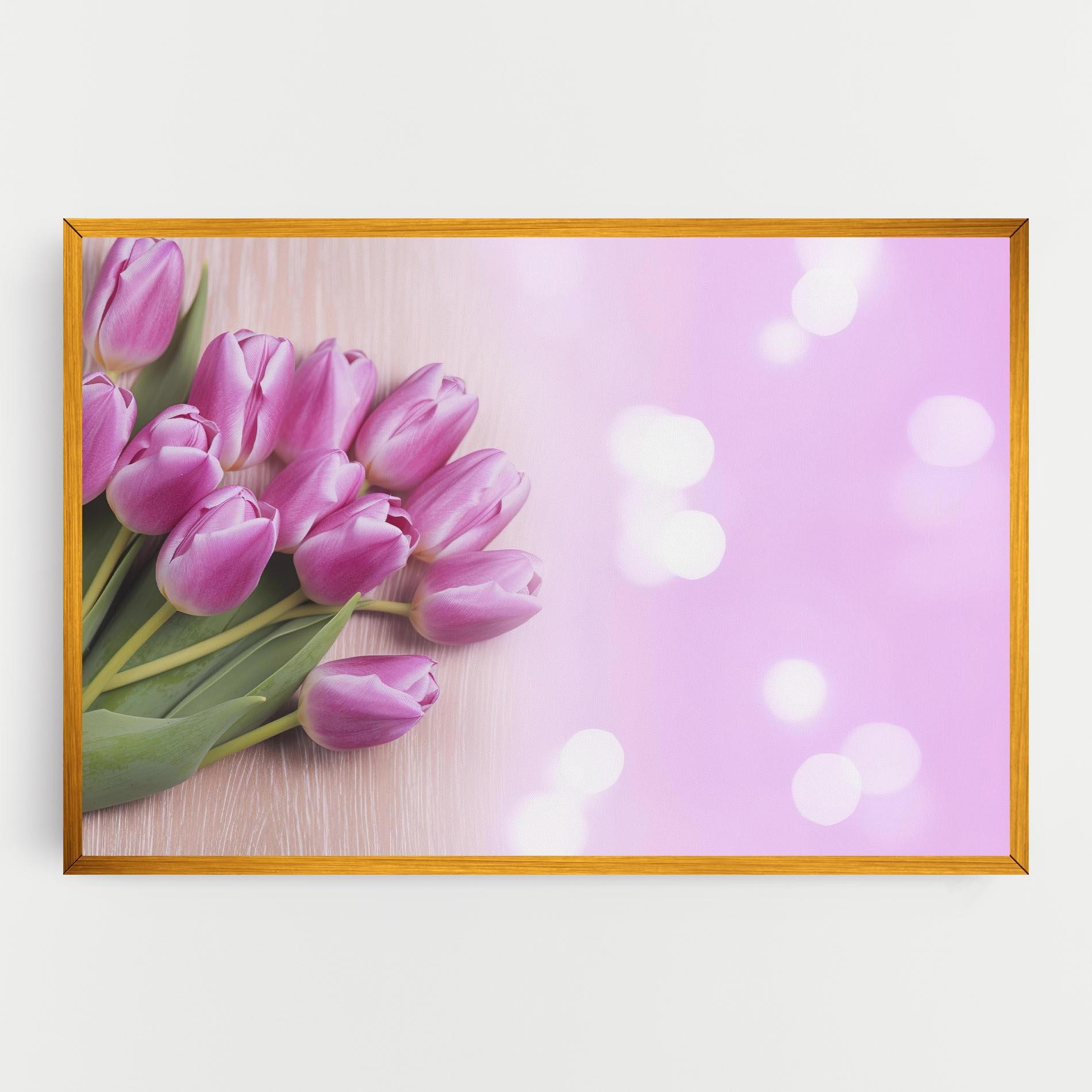 Leinwandbild Pink Tulip Flowers mockup 0
