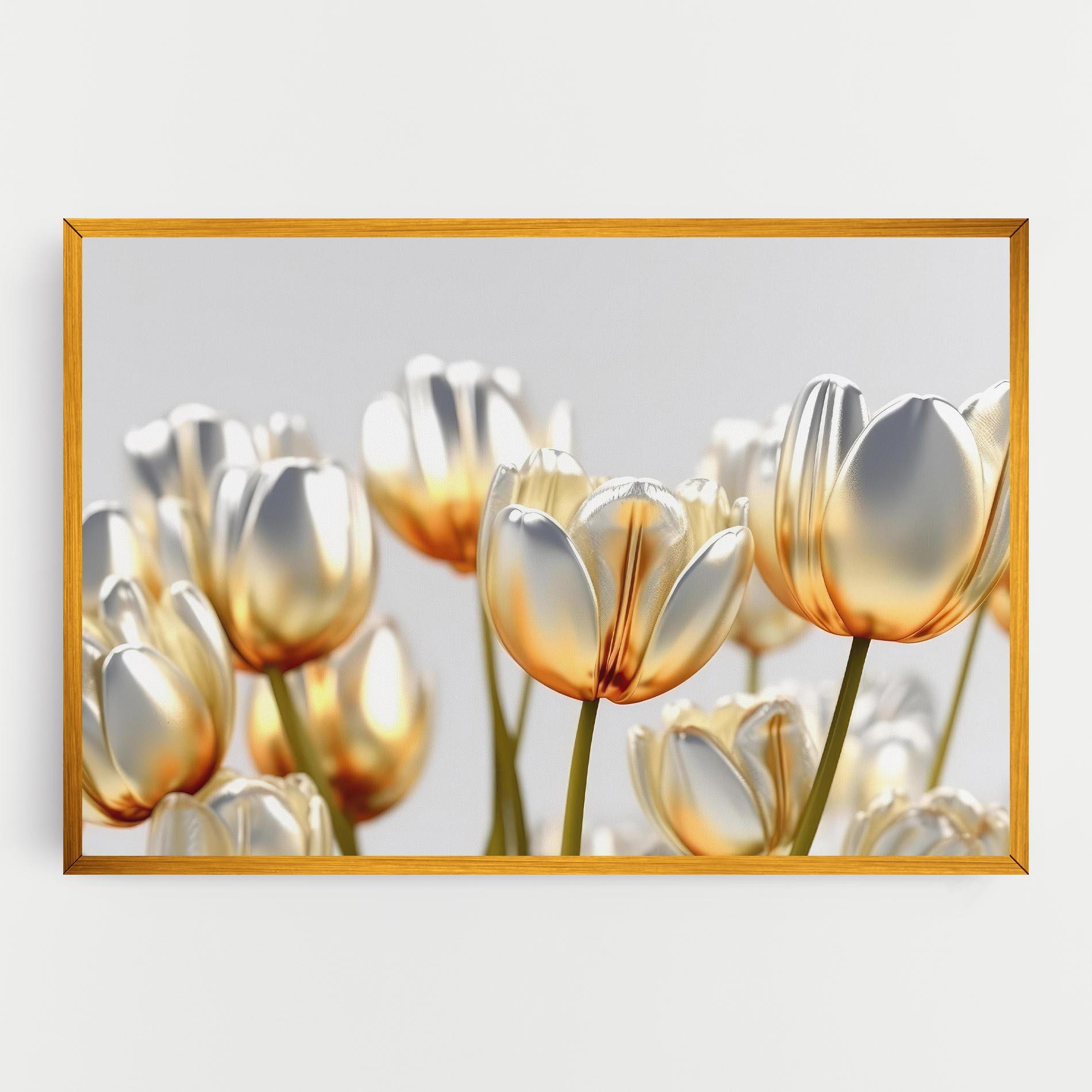 Leinwandbild White Golden Tulips mockup 0