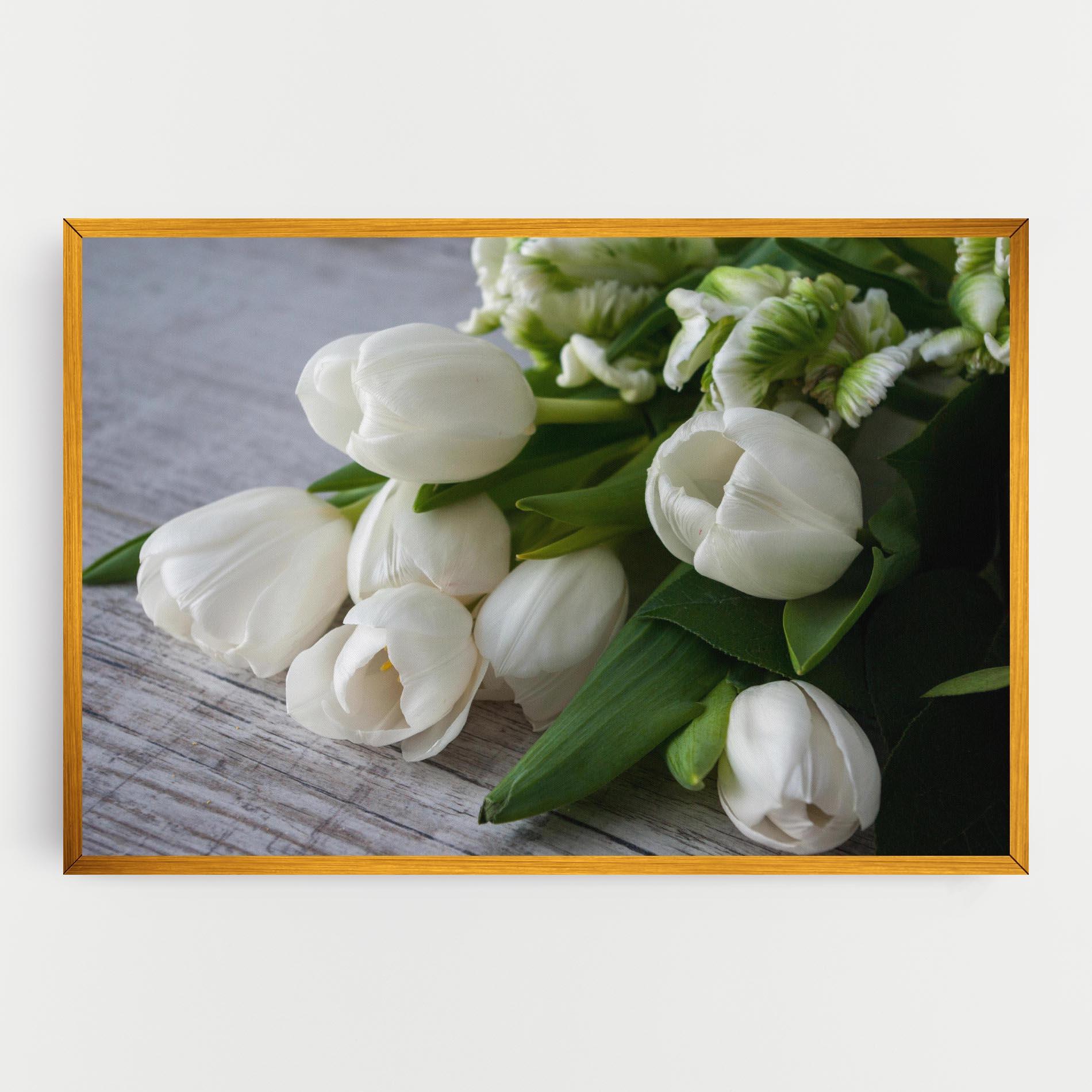 Leinwandbild White Tulips Bouquet mockup 0