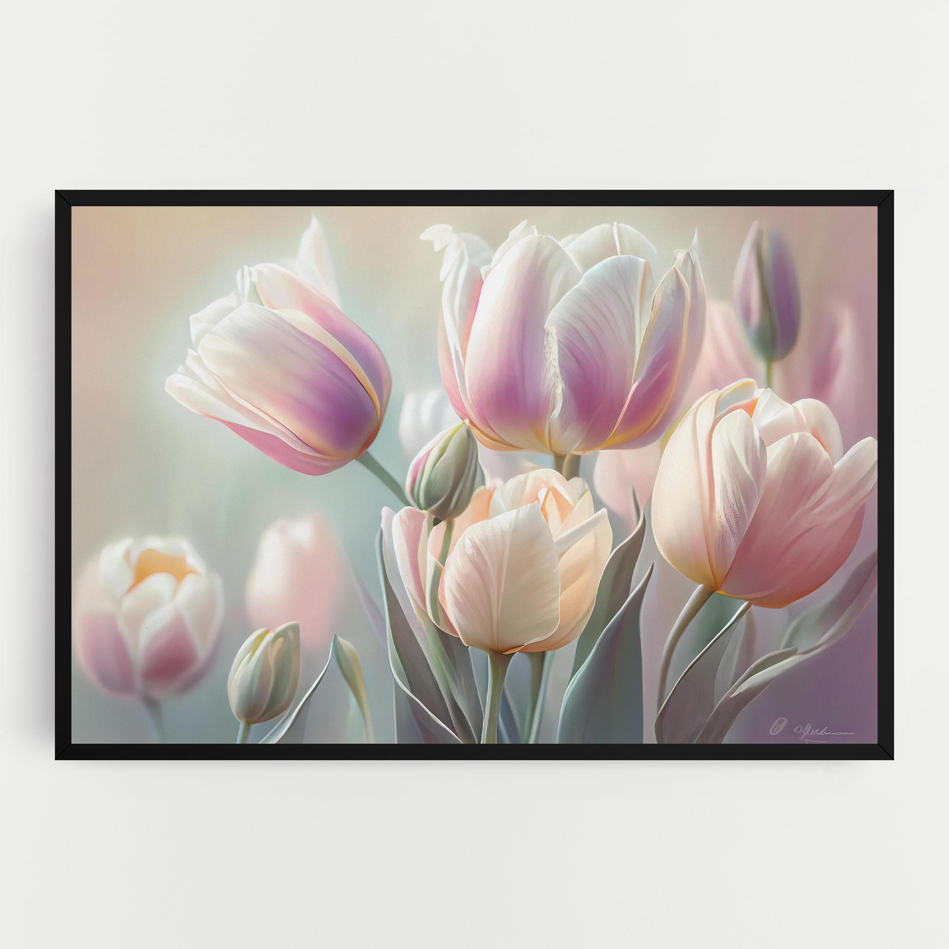 Leinwandbild Dreamy White Tulips mockup 0