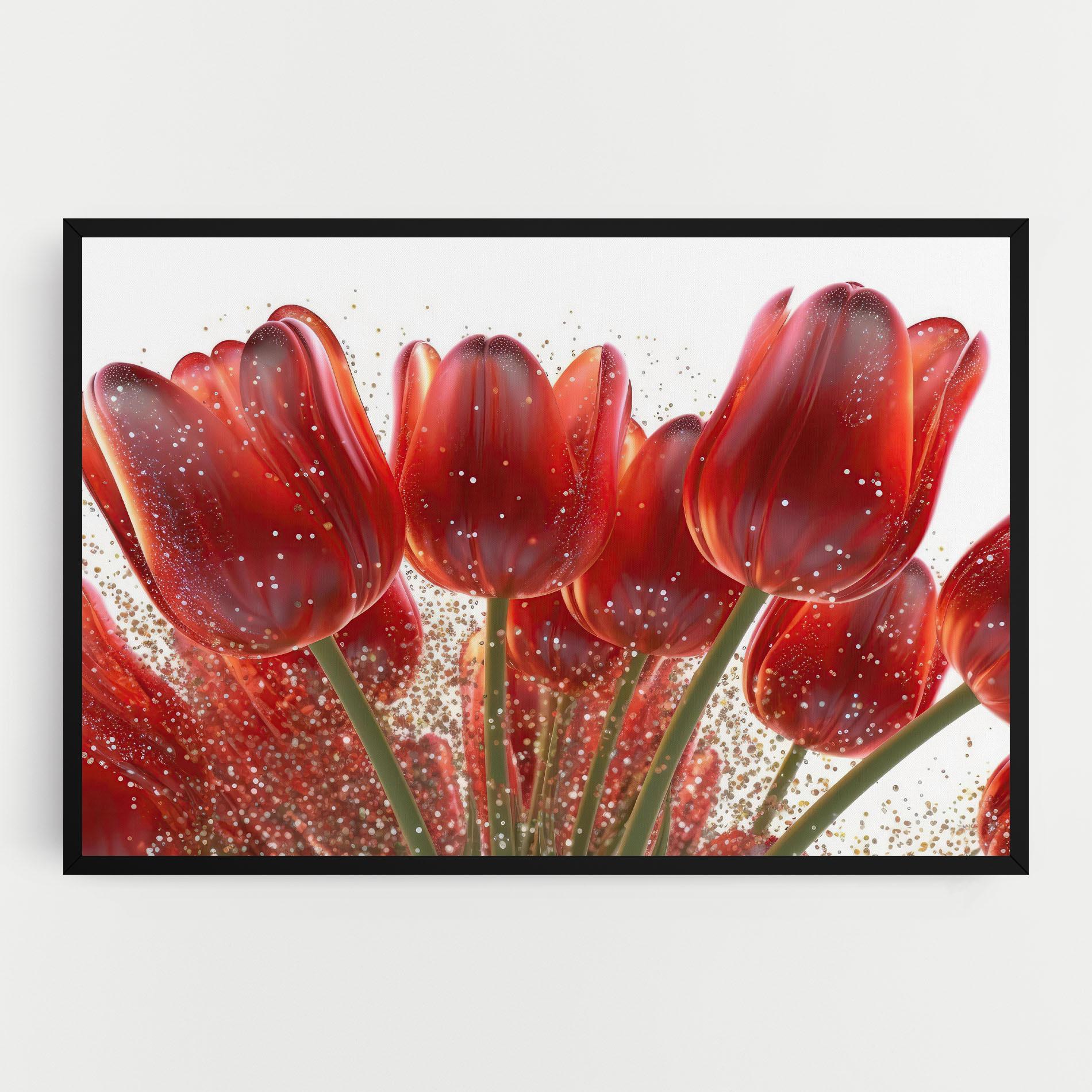 Leinwandbild Glitter Red Tulips mockup 0