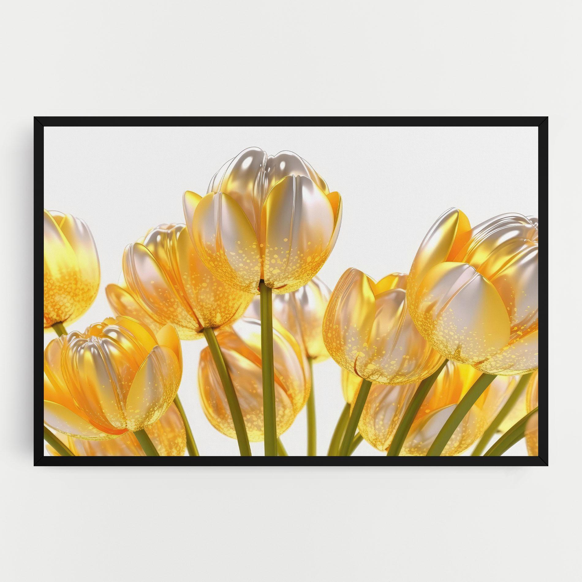 Leinwandbild Gold White Tulips mockup 0