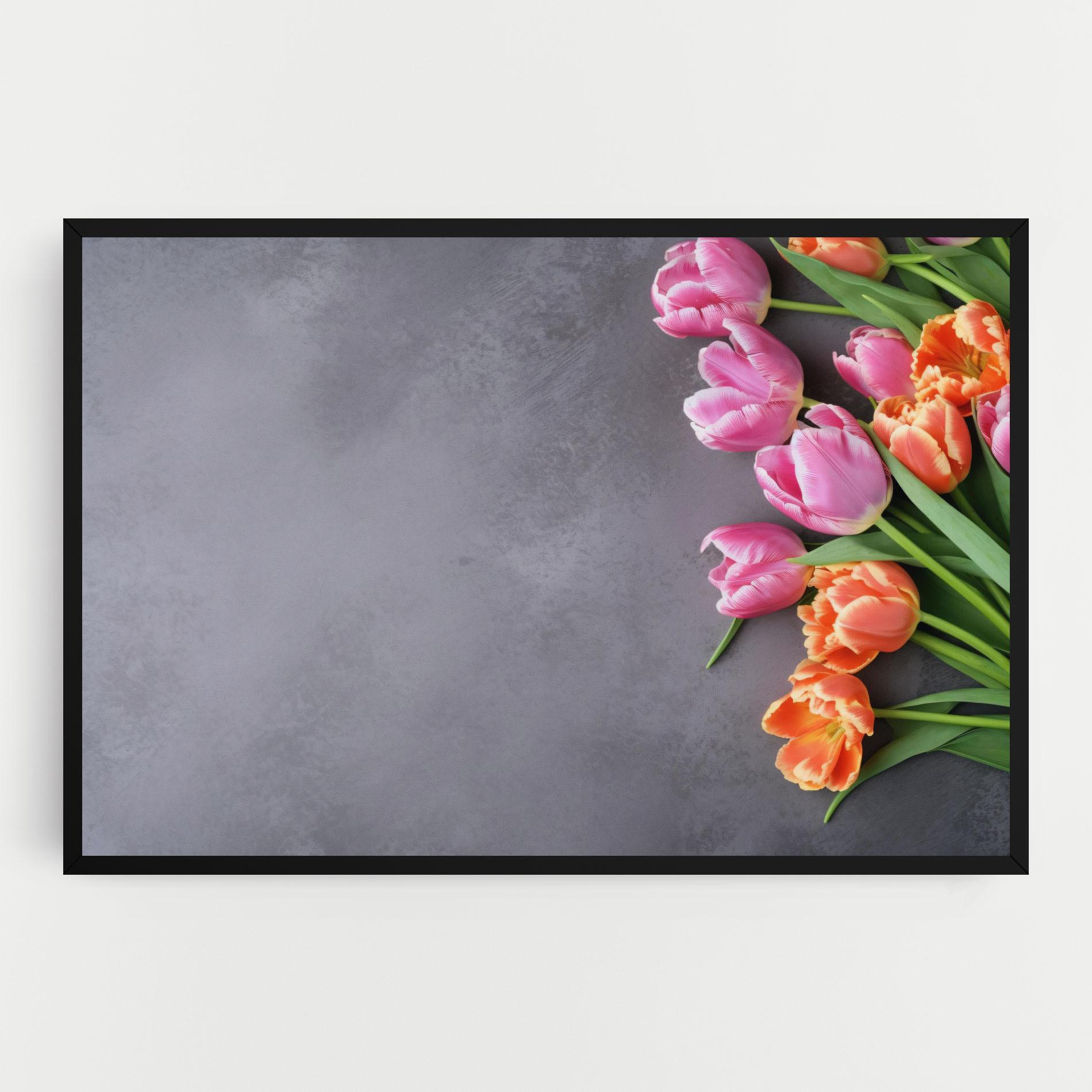 Leinwandbild Light Orange Pink Tulips mockup 0