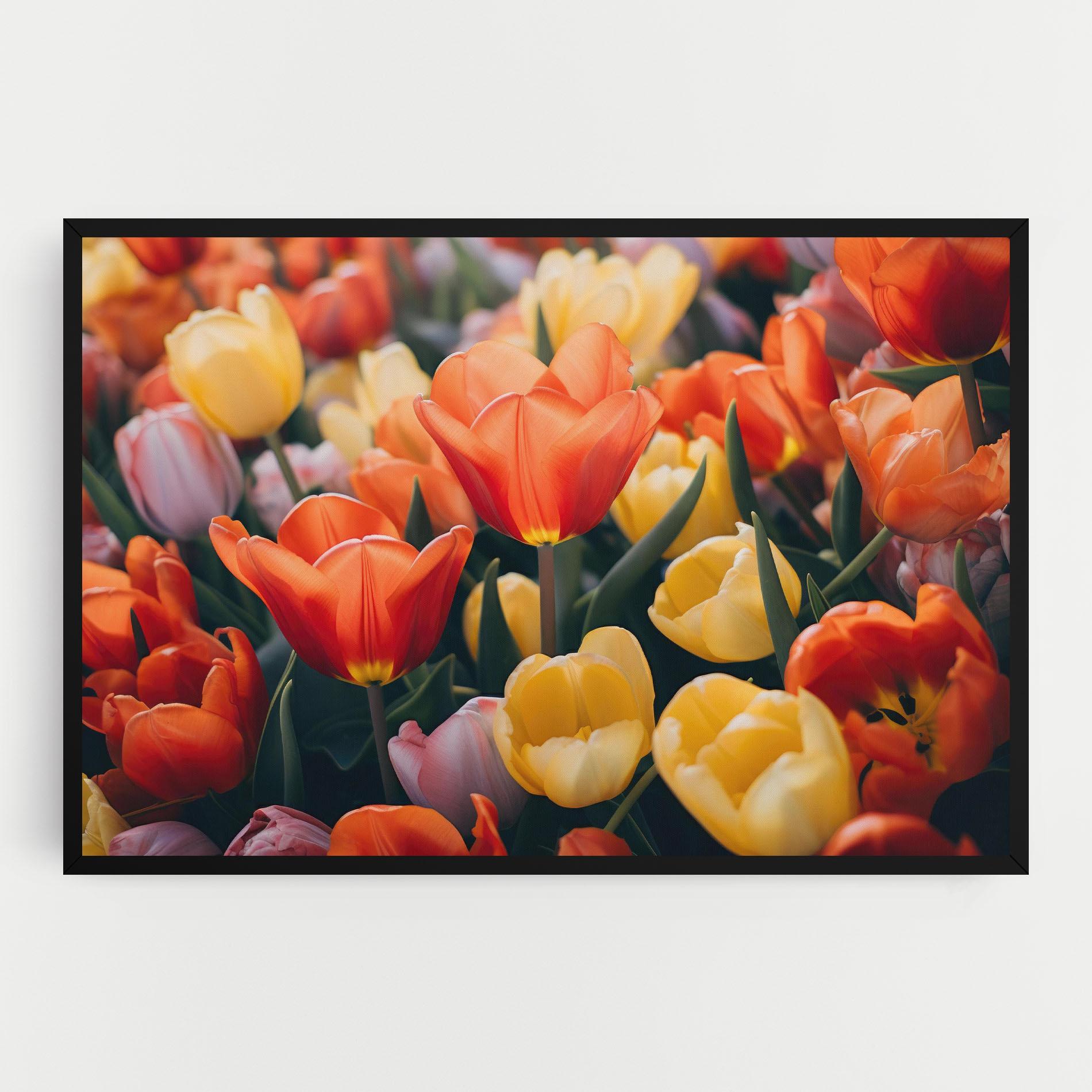Leinwandbild Orange Yellow Tulips mockup 0