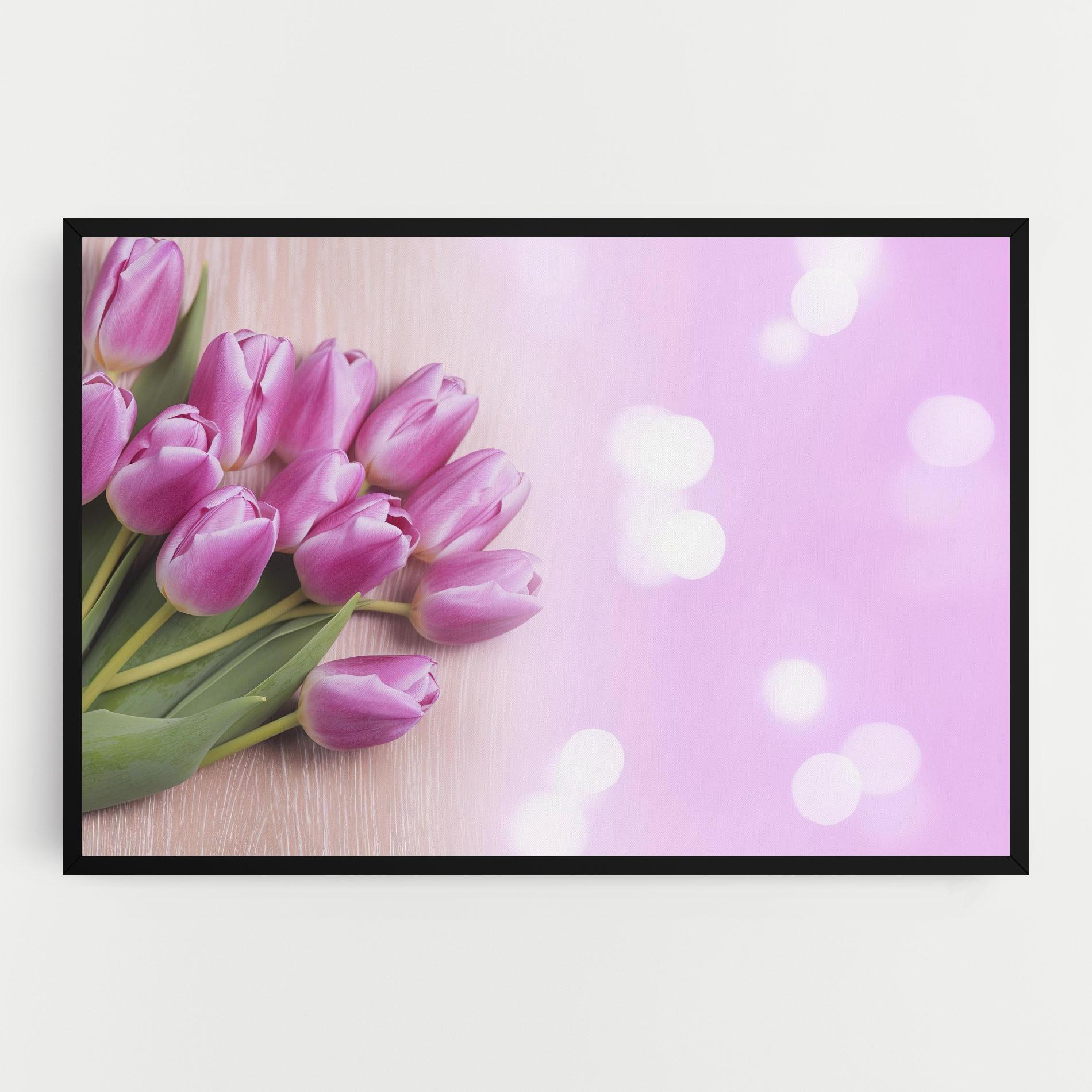 Leinwandbild Pink Tulip Flowers mockup 0