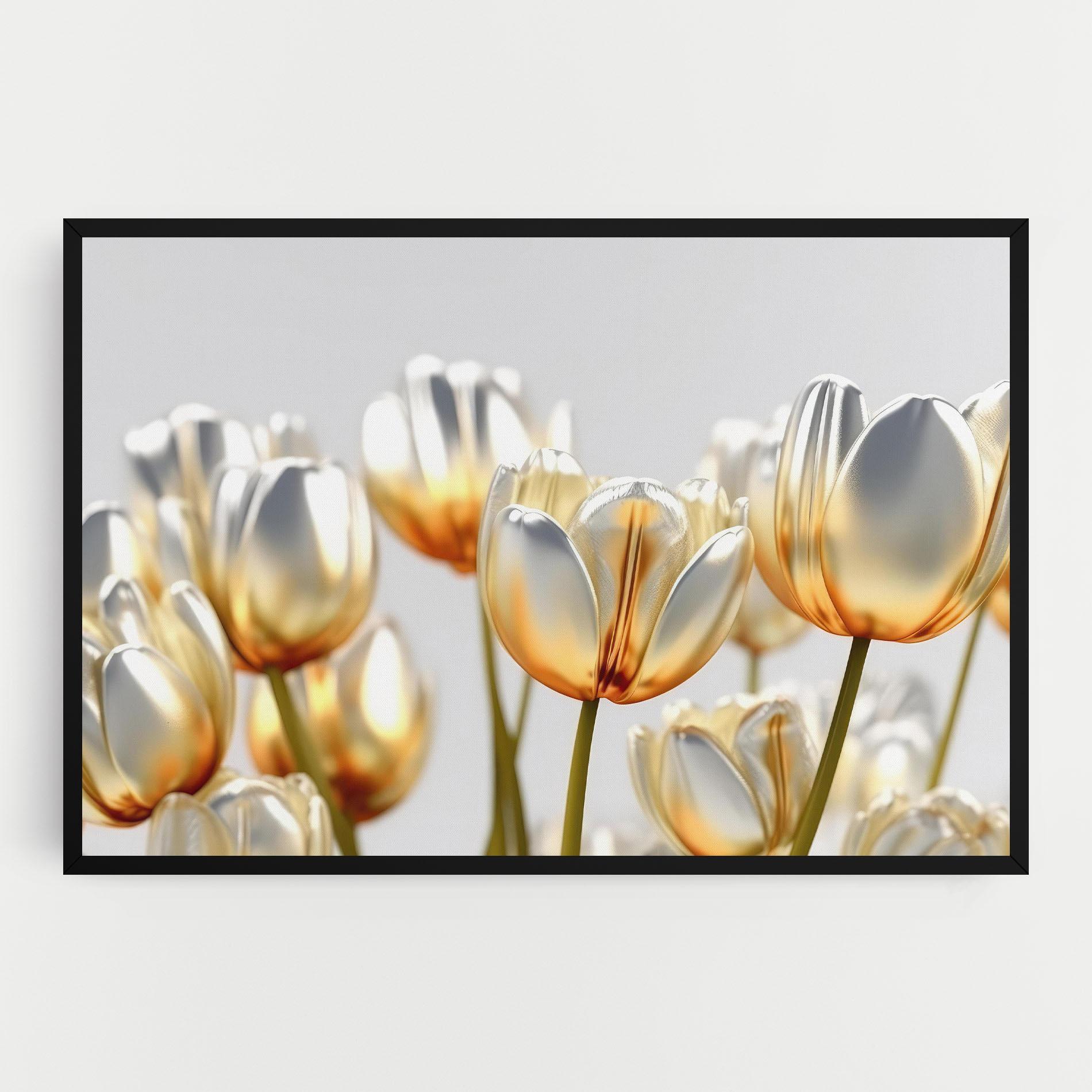 Leinwandbild White Golden Tulips mockup 0