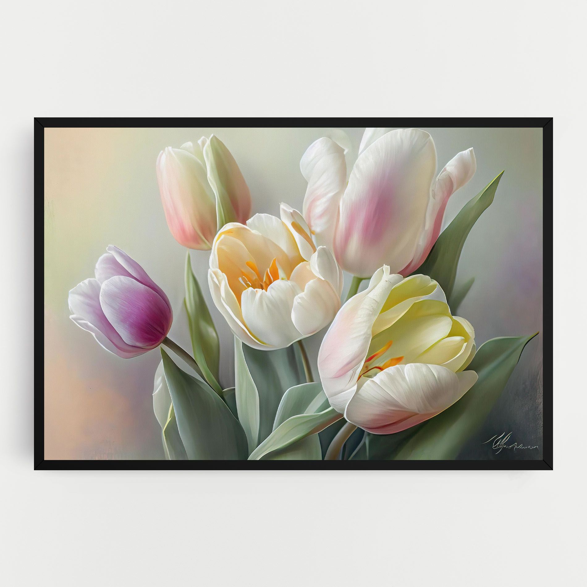 White Tulips Painting mockup 0