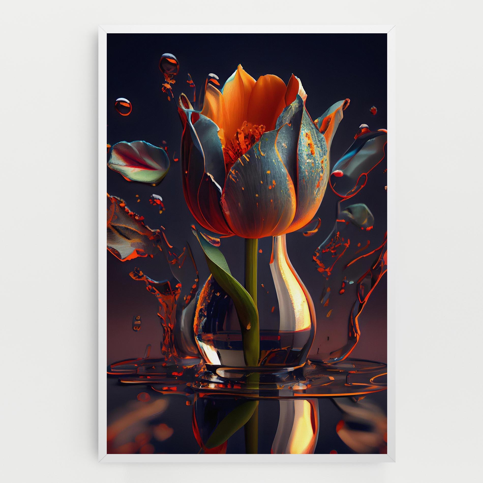 Leinwandbild Black Tulip In Vase mockup 0