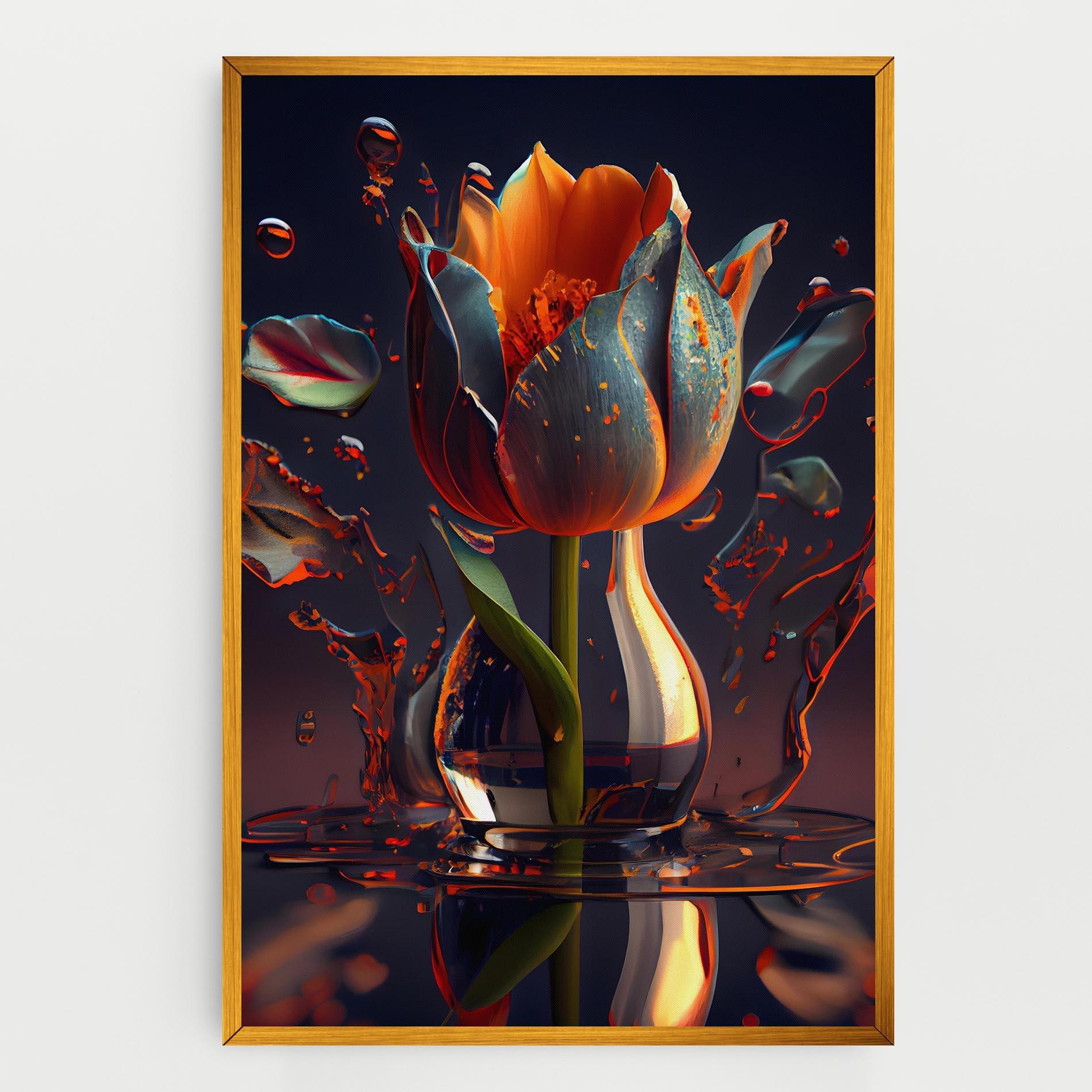 Leinwandbild Black Tulip In Vase mockup 0