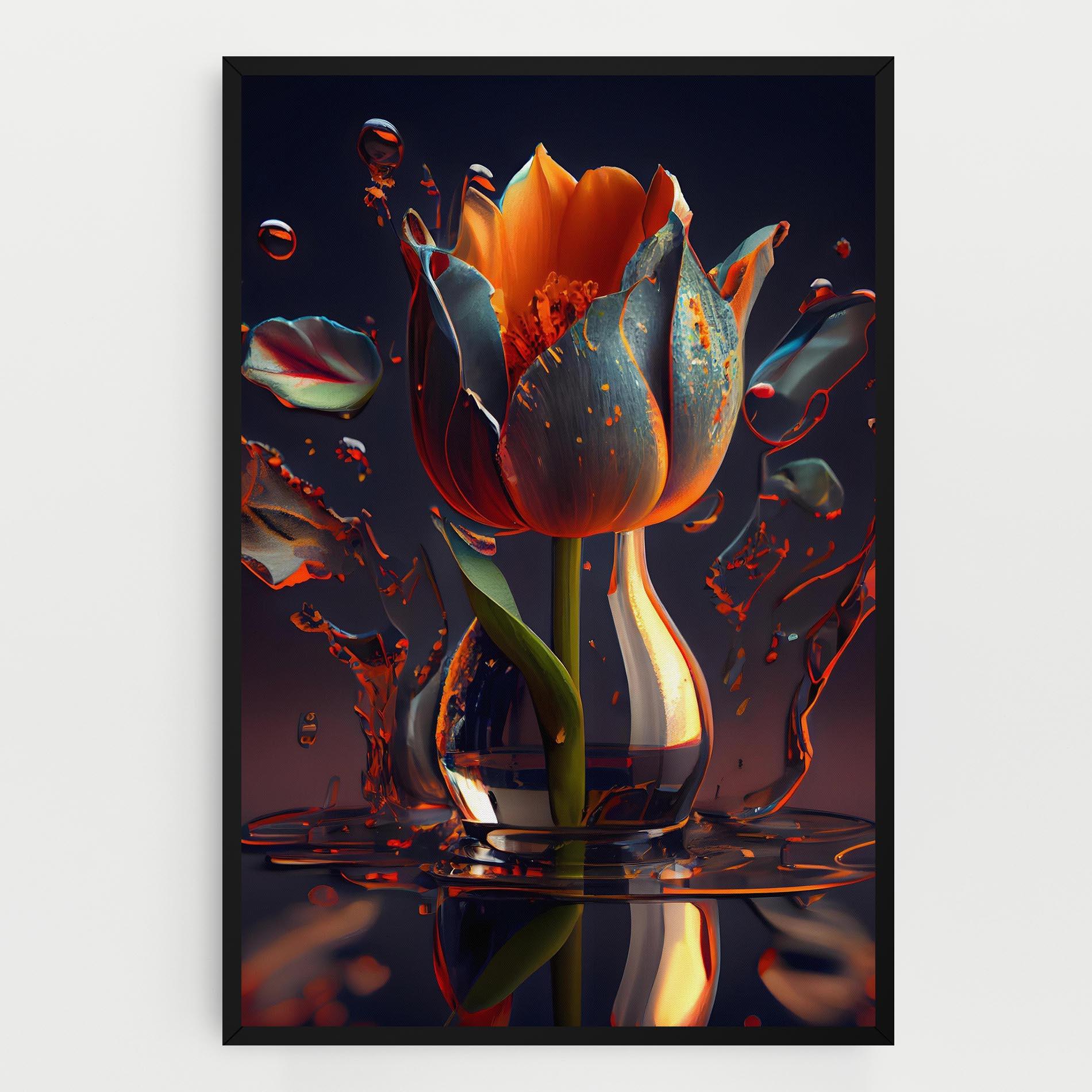 Leinwandbild Black Tulip In Vase mockup 0