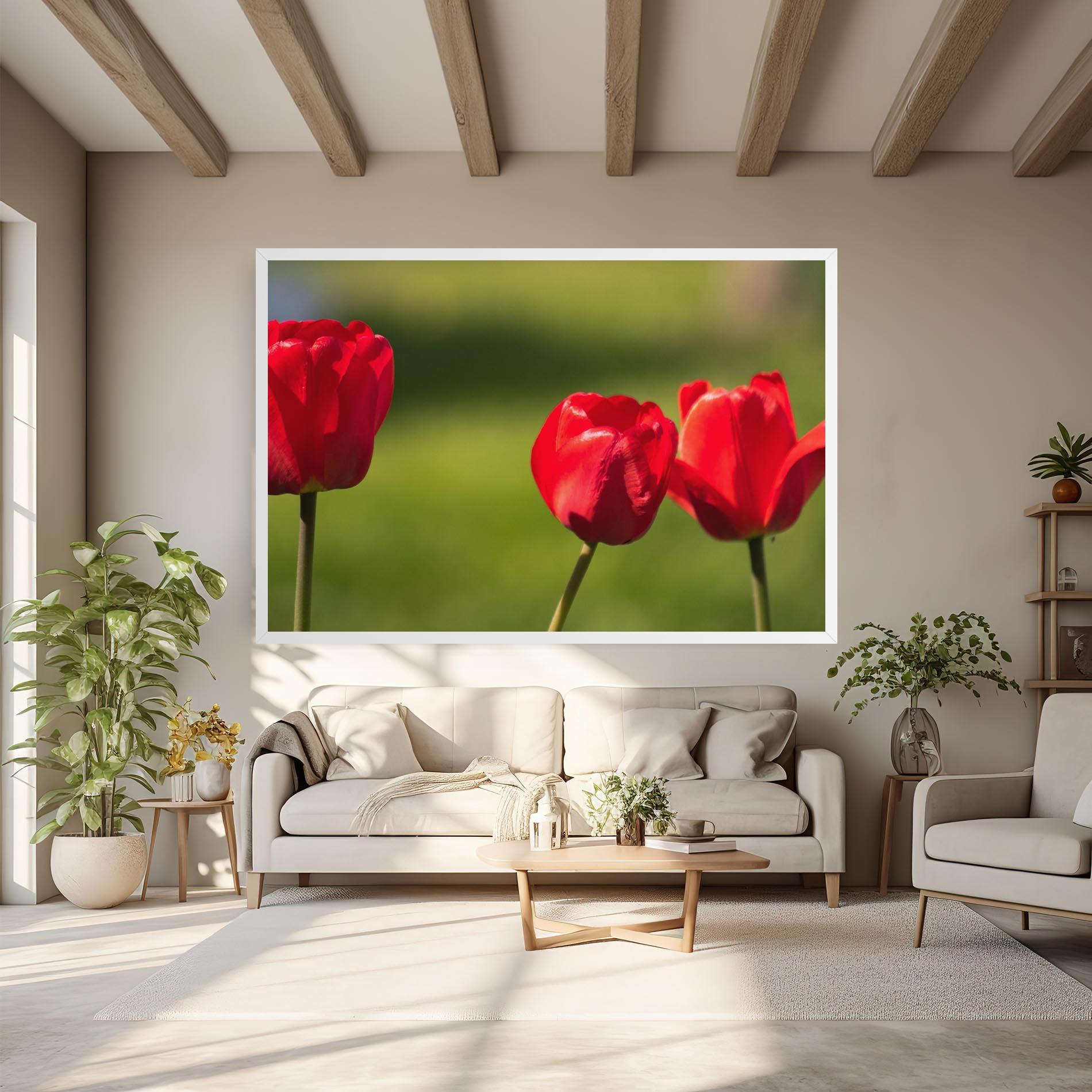 Leinwandbild 3 Red Tulips mockup 6