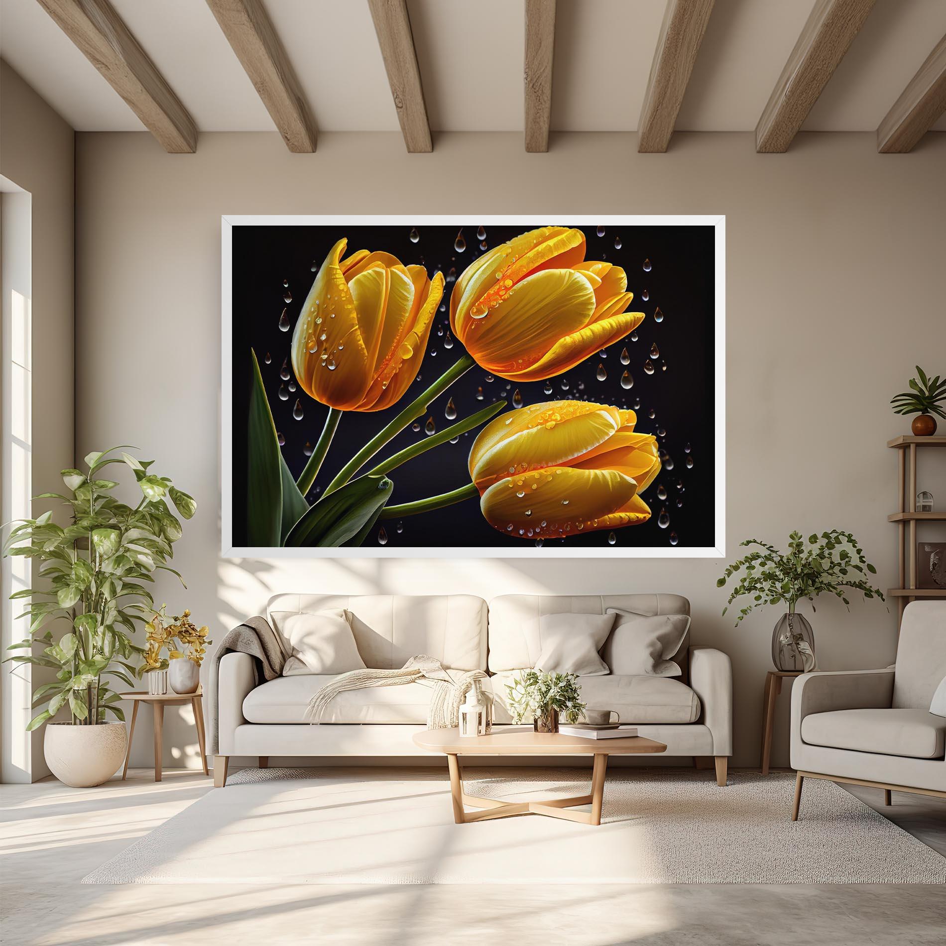 Leinwandbild 3 Yellow Tulips mockup 6
