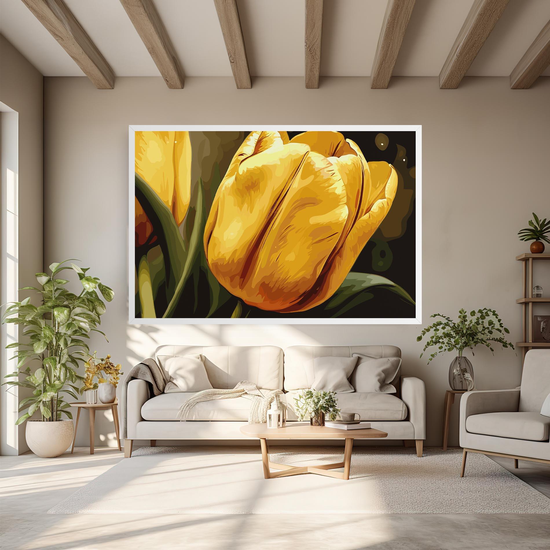 Leinwandbild Big Yellow Tulip mockup 6
