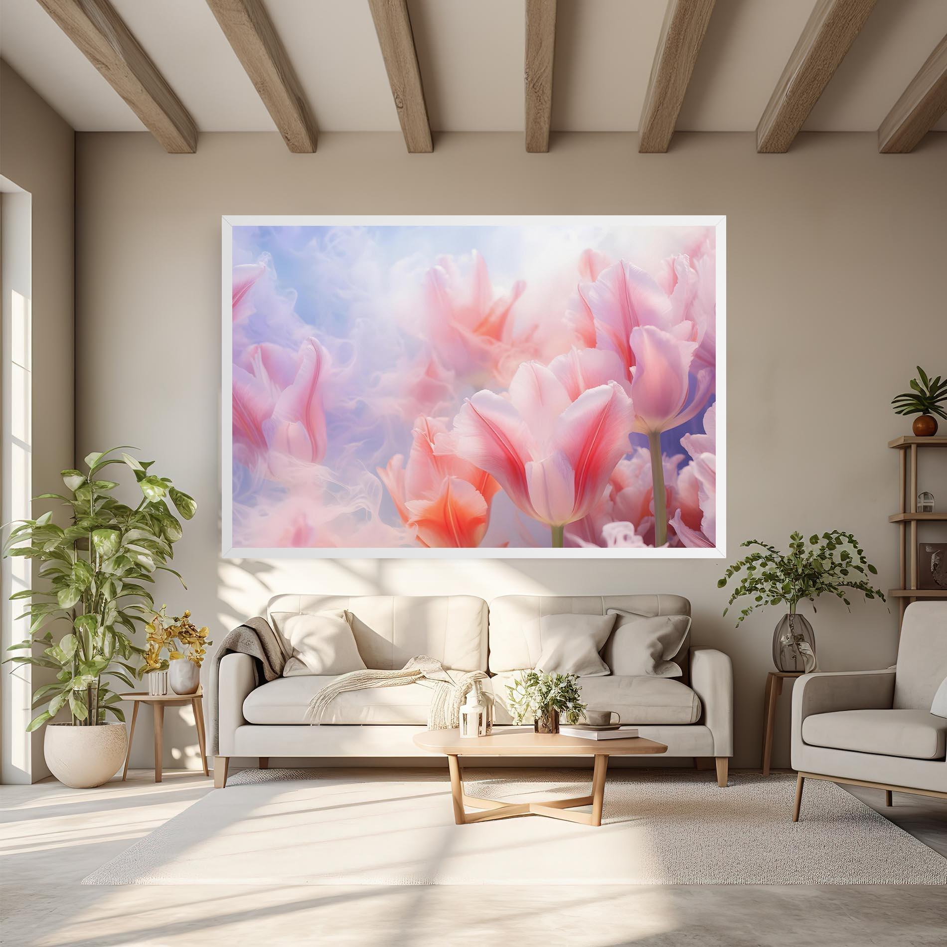 Leinwandbild Dreamy Pink Tulips mockup 6