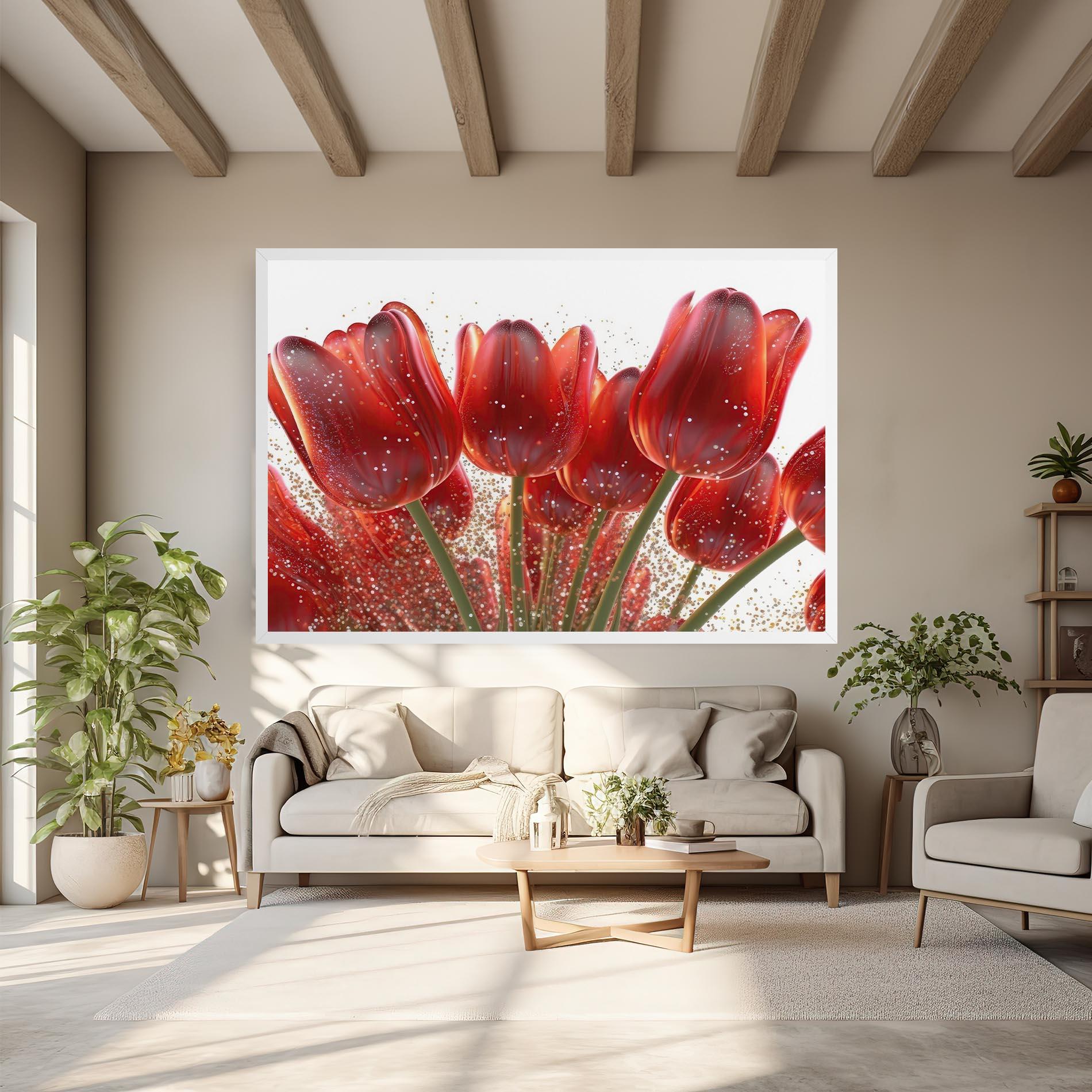 Leinwandbild Glitter Red Tulips mockup 6