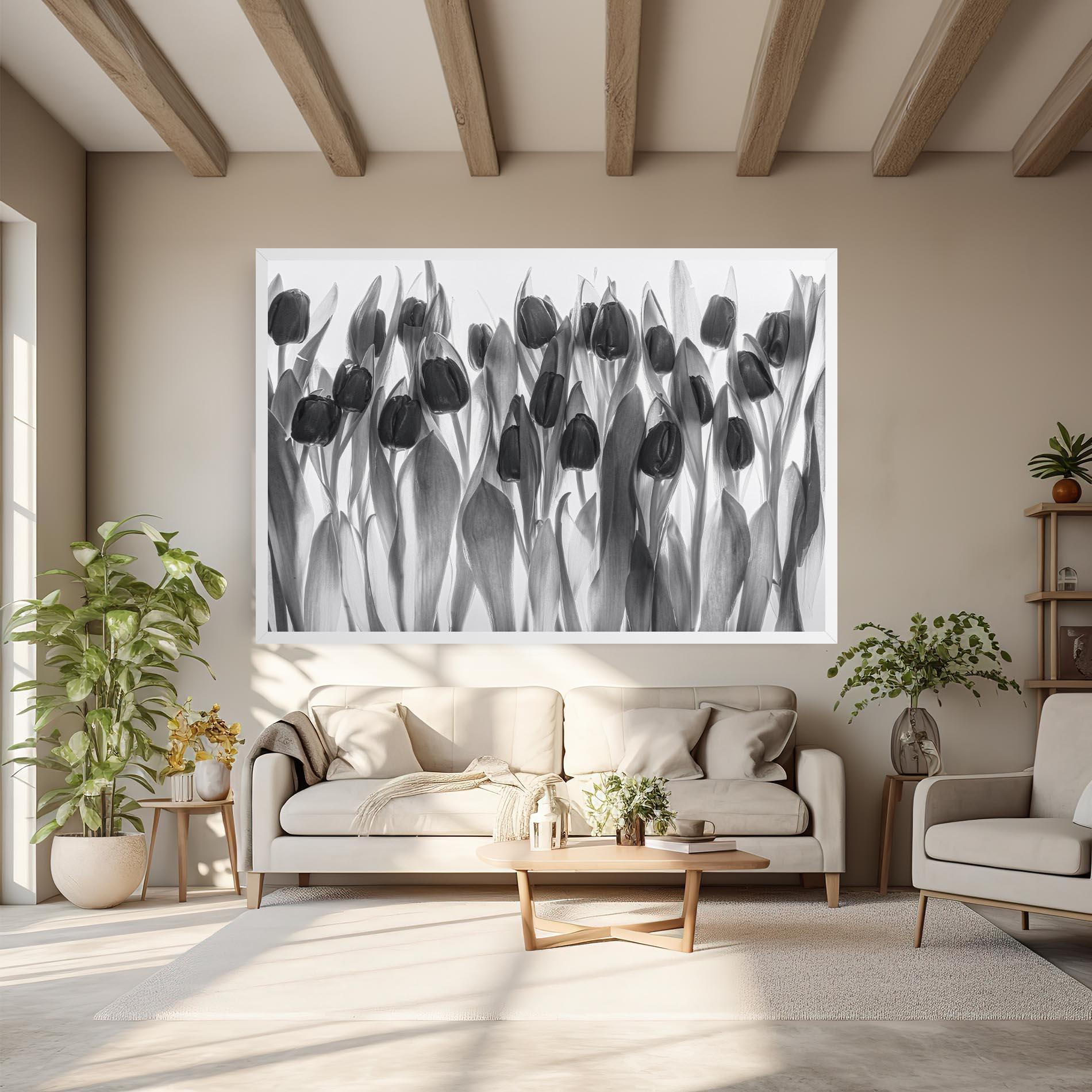 Leinwandbild Grey Tulips mockup 6