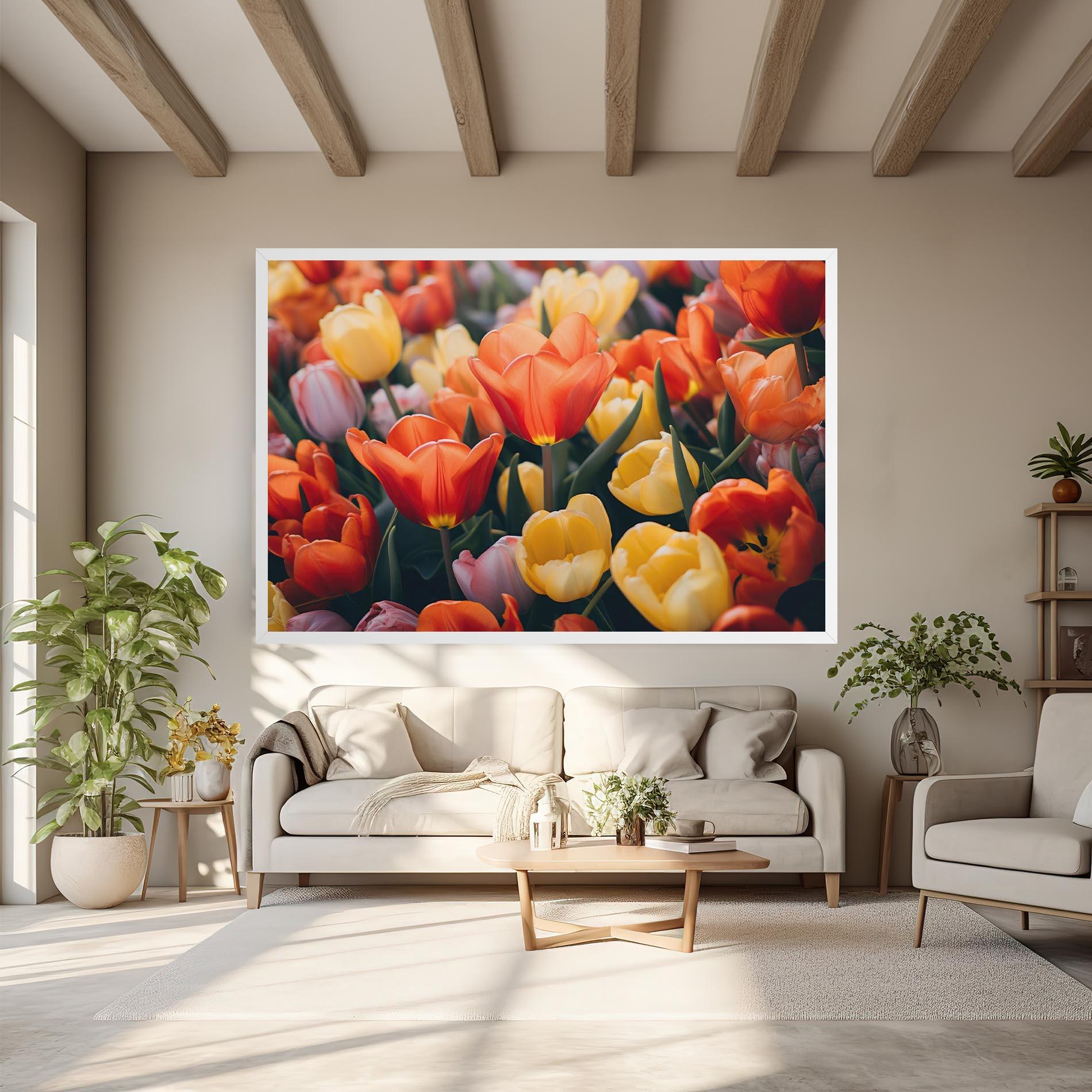 Leinwandbild Orange Yellow Tulips mockup 6