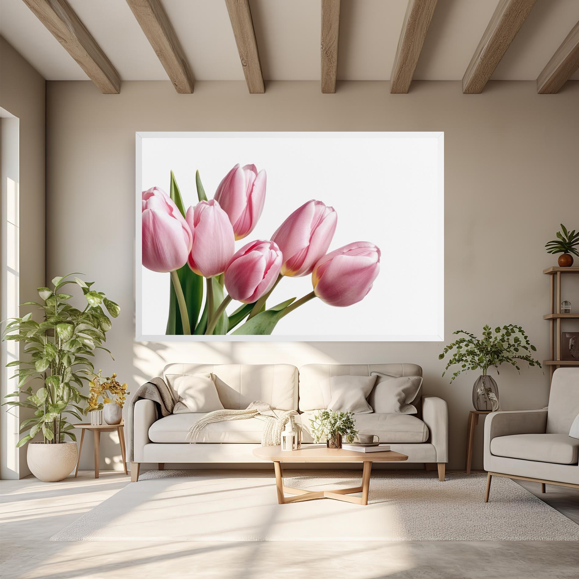 Leinwandbild Pink Tulips mockup 6