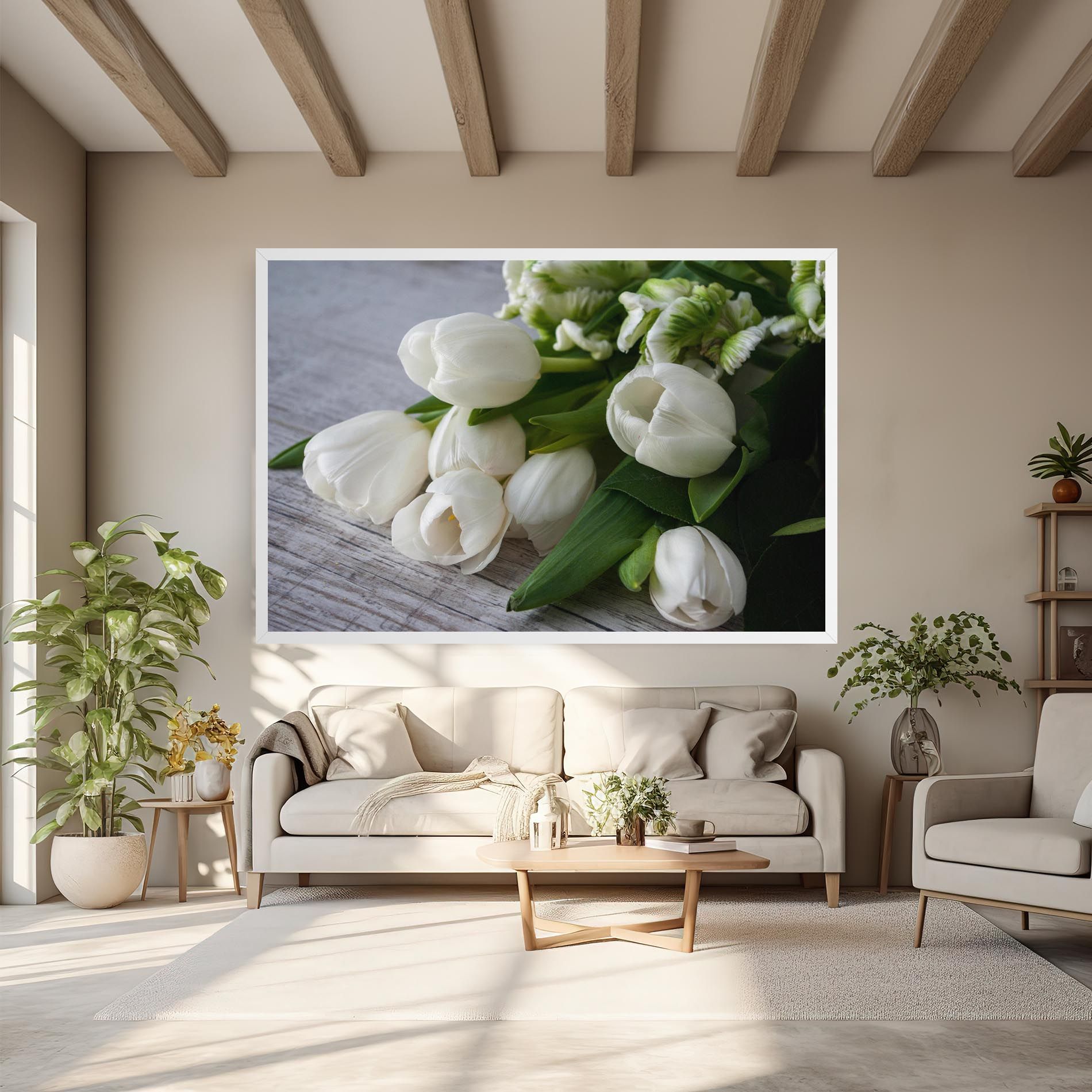White Tulips Bouquet mockup 6
