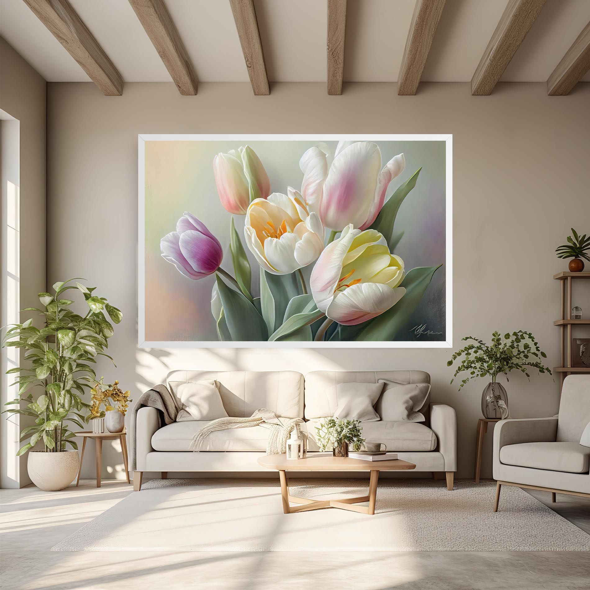 White Tulips Painting mockup 6