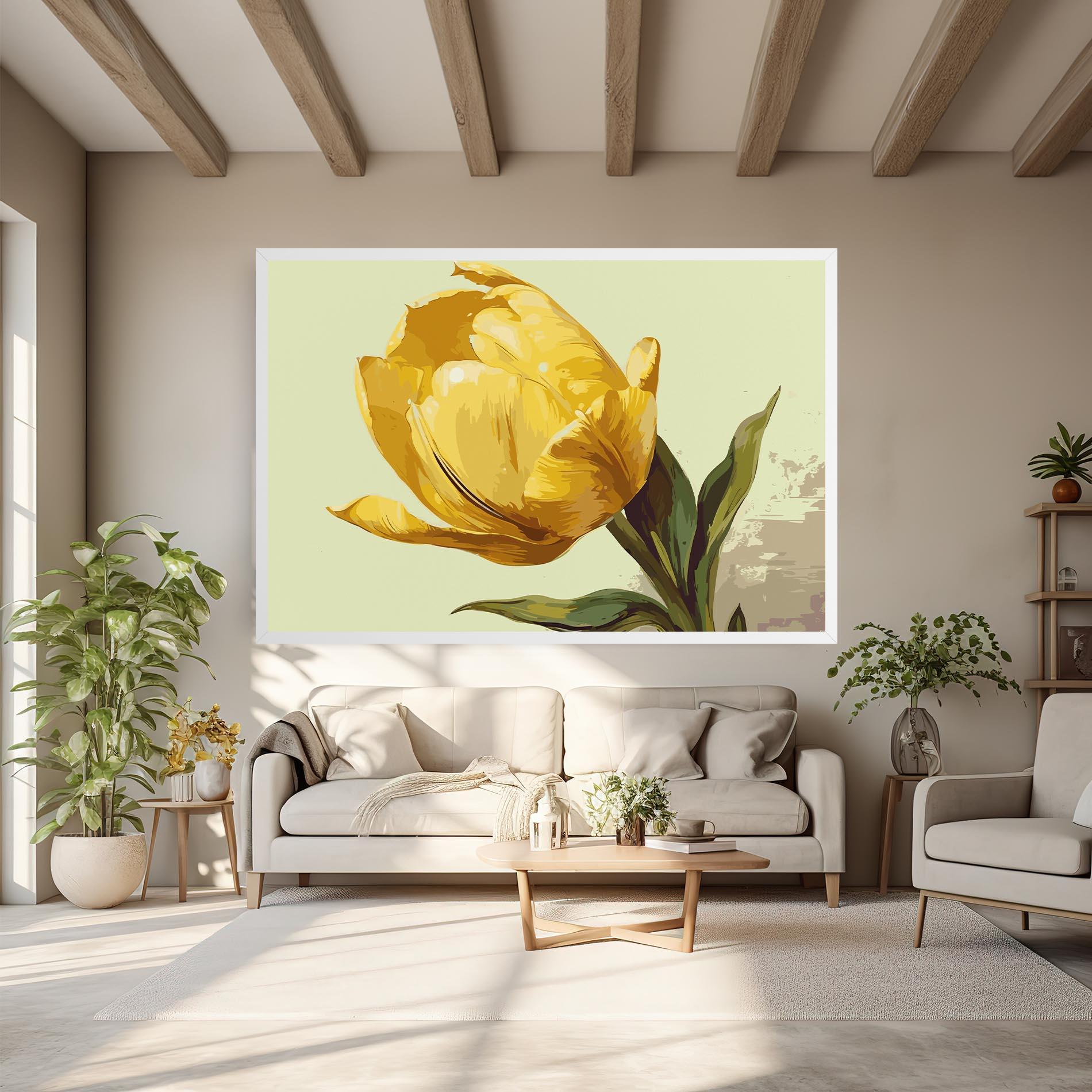 Leinwandbild Yellow Shiny Tulip mockup 6