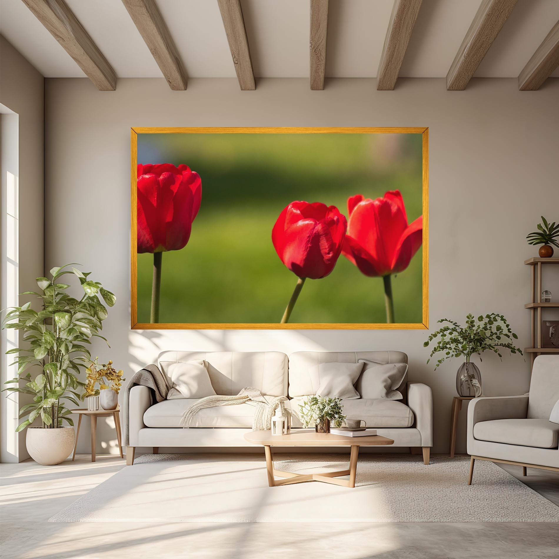 Leinwandbild 3 Red Tulips mockup 6