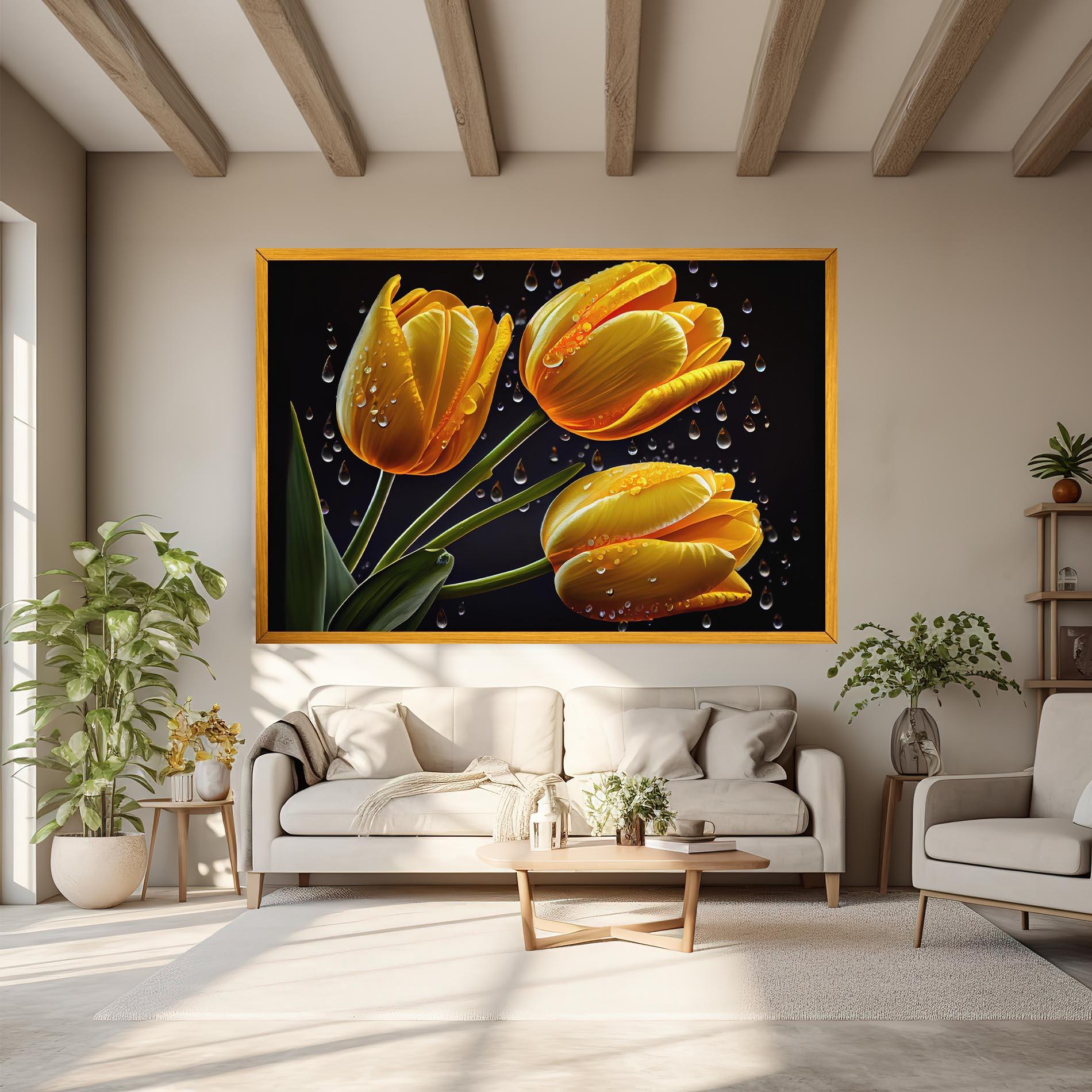 Leinwandbild 3 Yellow Tulips mockup 6