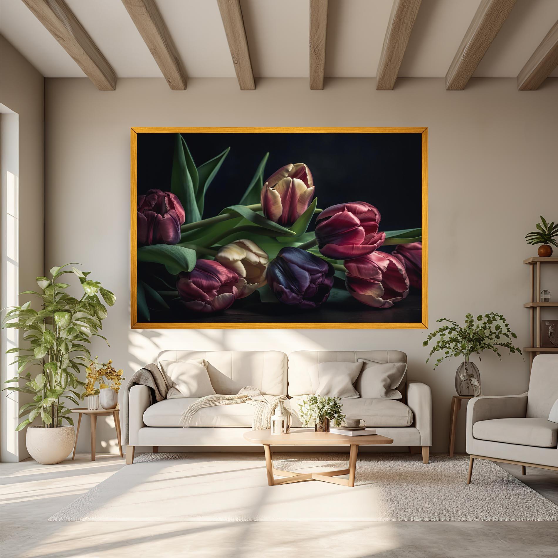 Leinwandbild Dark Purple Tulip mockup 6