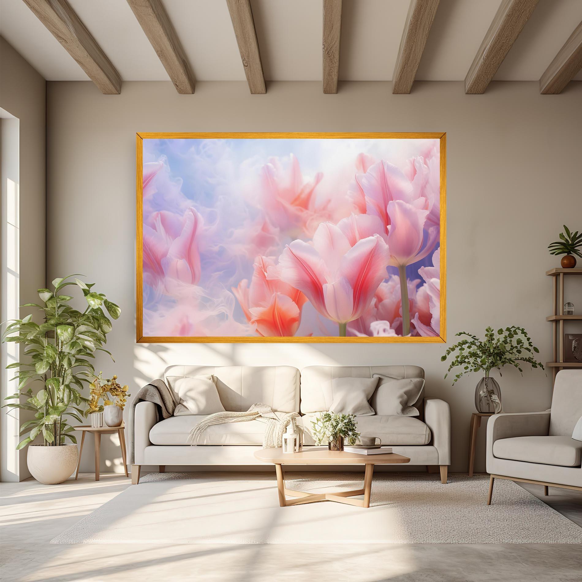 Leinwandbild Dreamy Pink Tulips mockup 6