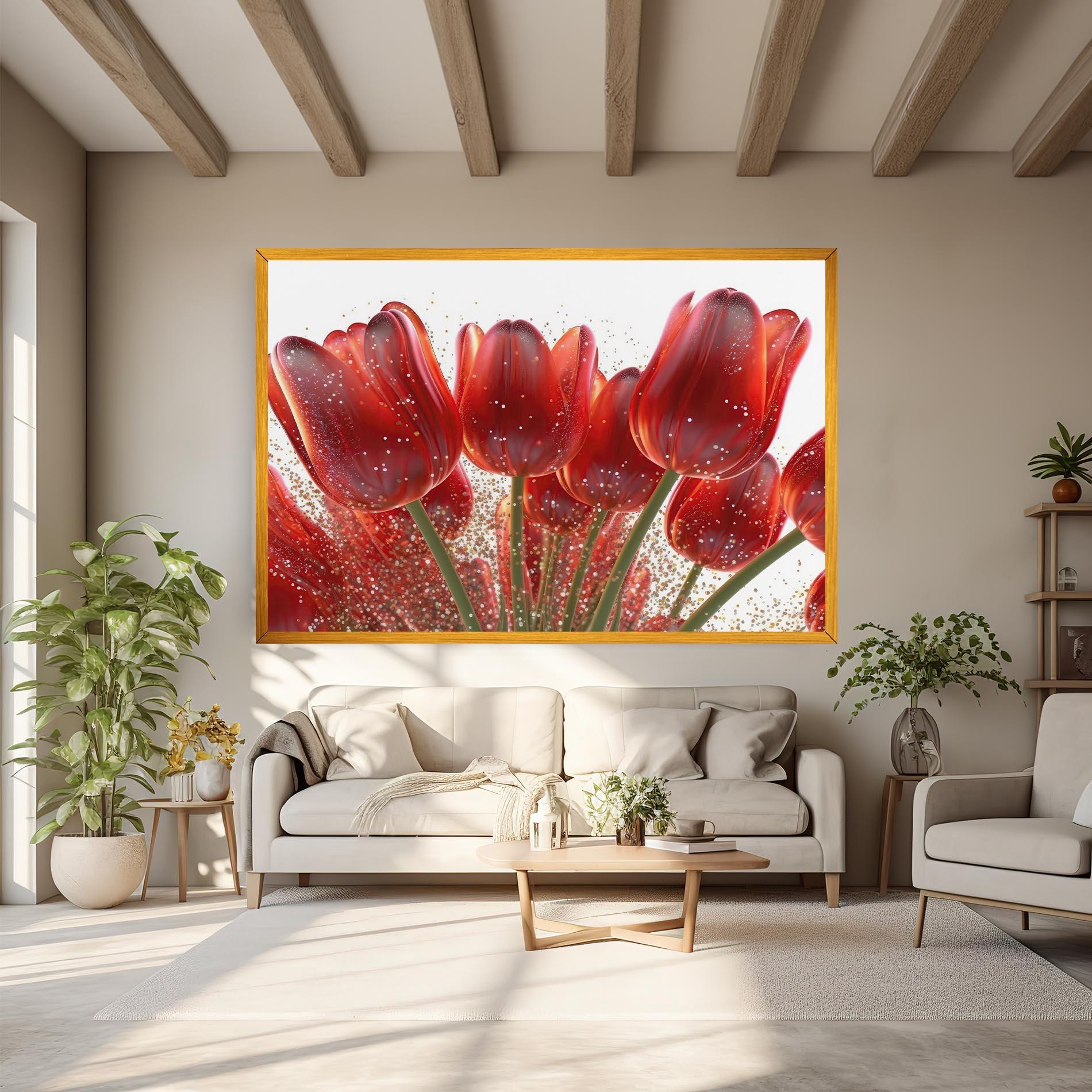Leinwandbild Glitter Red Tulips mockup 6