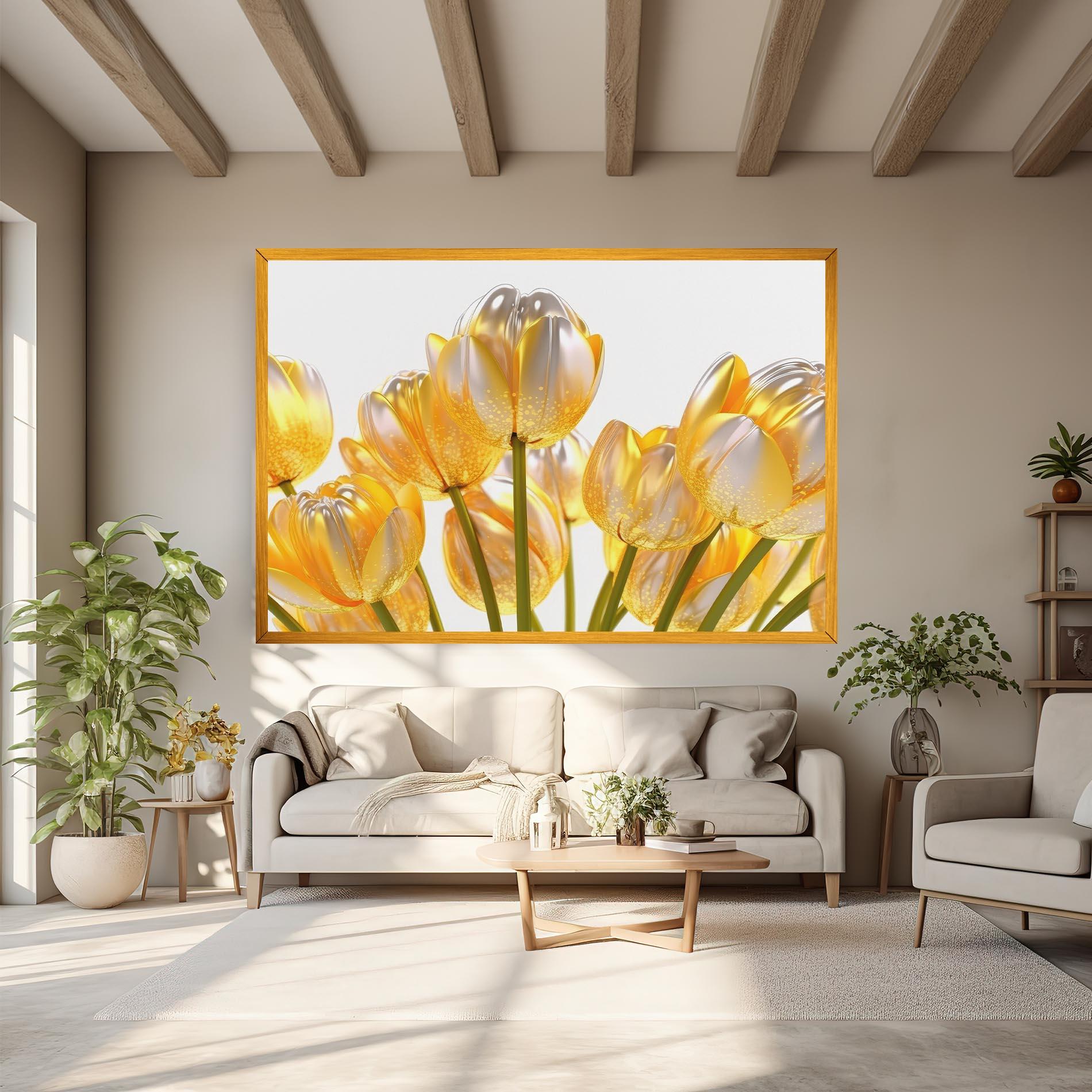 Leinwandbild Gold White Tulips mockup 6